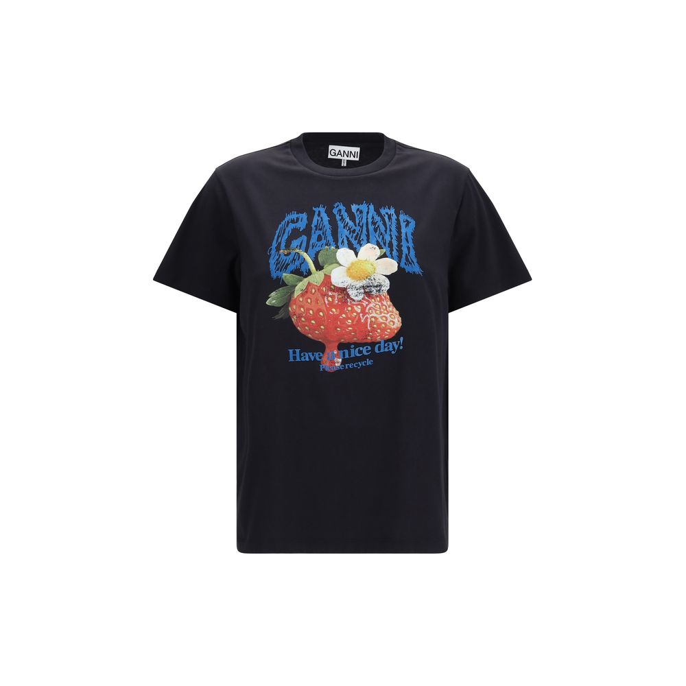 Ganni Black Cotton T-Shirt - Effortless Elegance for Every Day