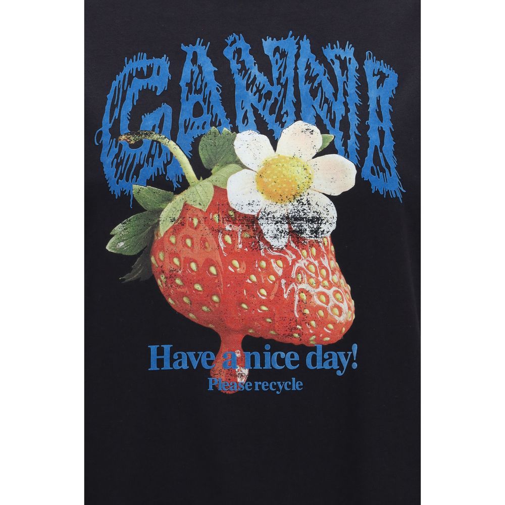 Ganni Black Cotton T-Shirt - Effortless Elegance for Every Day