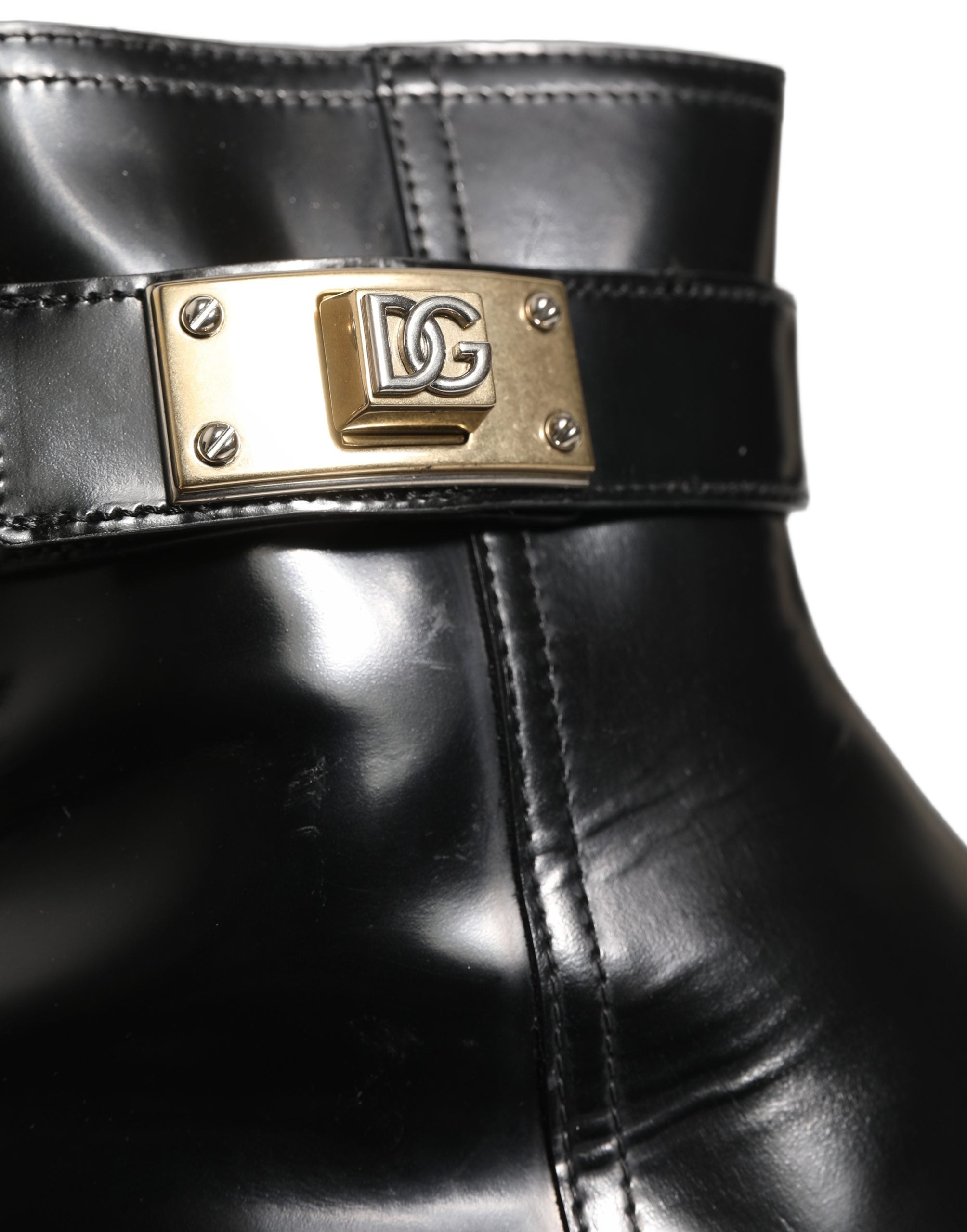 Dolce & Gabbana Black Leather Mid Calf Boots - Luxury Redefined