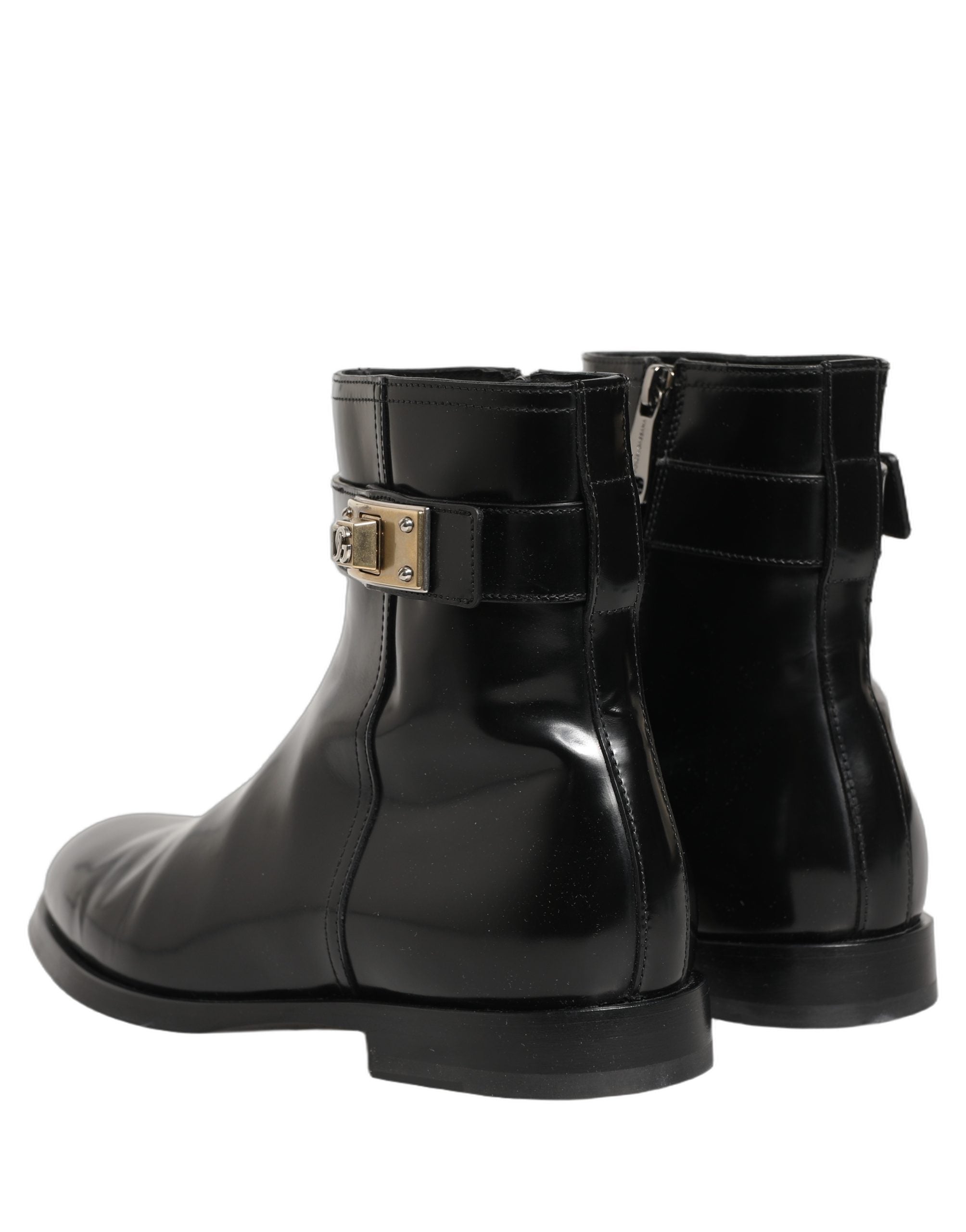 Dolce & Gabbana Black Leather Mid Calf Boots - Luxury Footwear