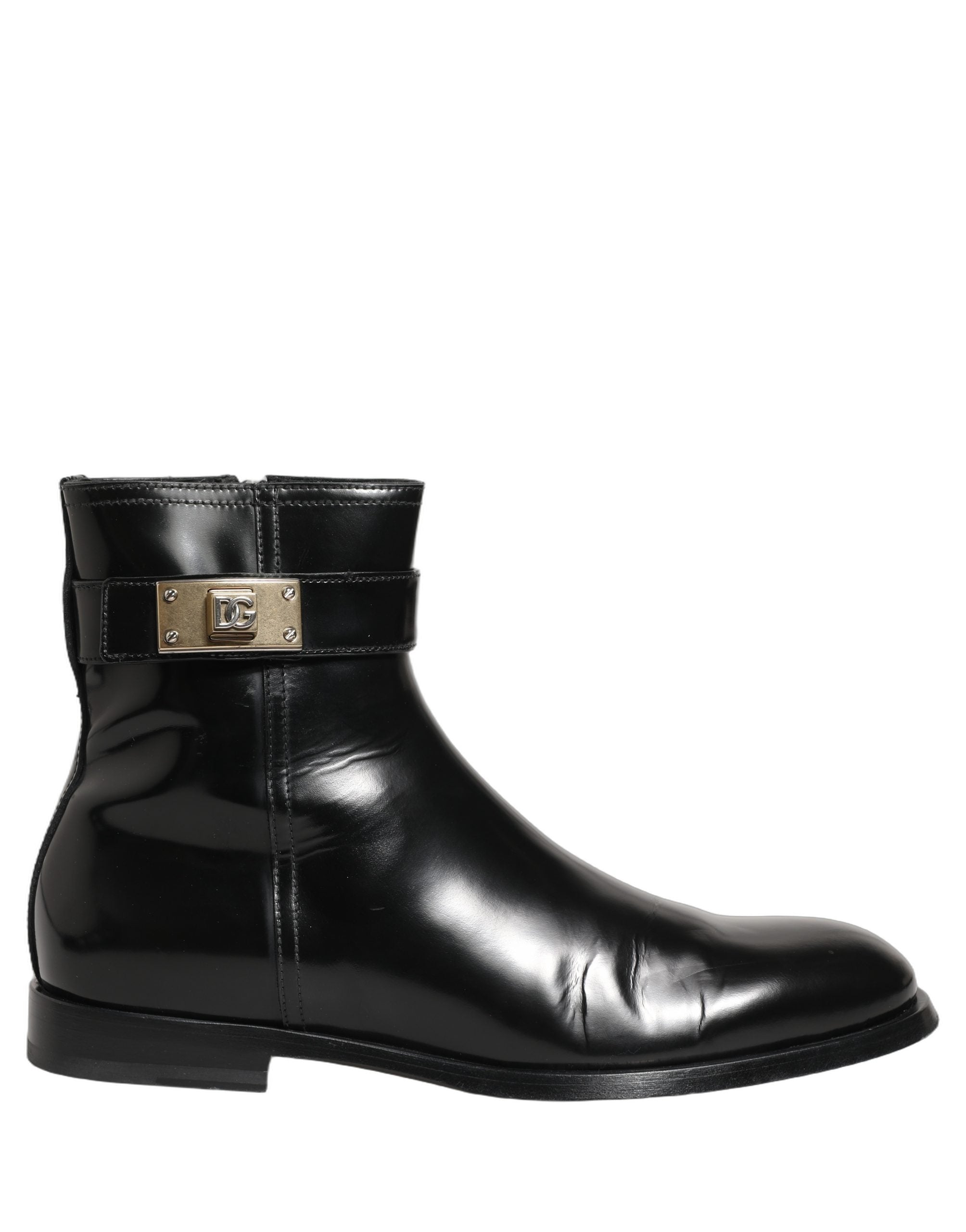 Dolce & Gabbana Black Leather Mid Calf Boots - Luxury Footwear