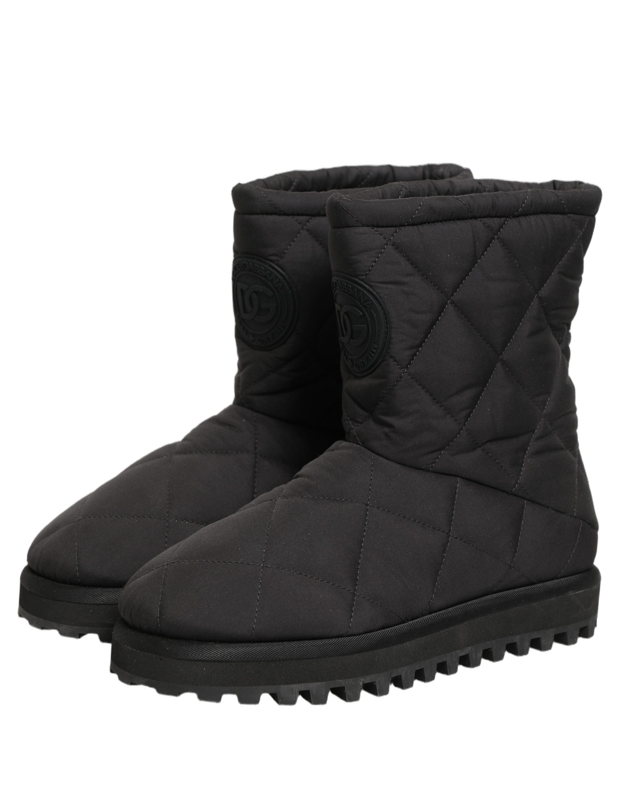 Dolce & Gabbana Black Quilted Mid Calf Boots - Timeless Elegance