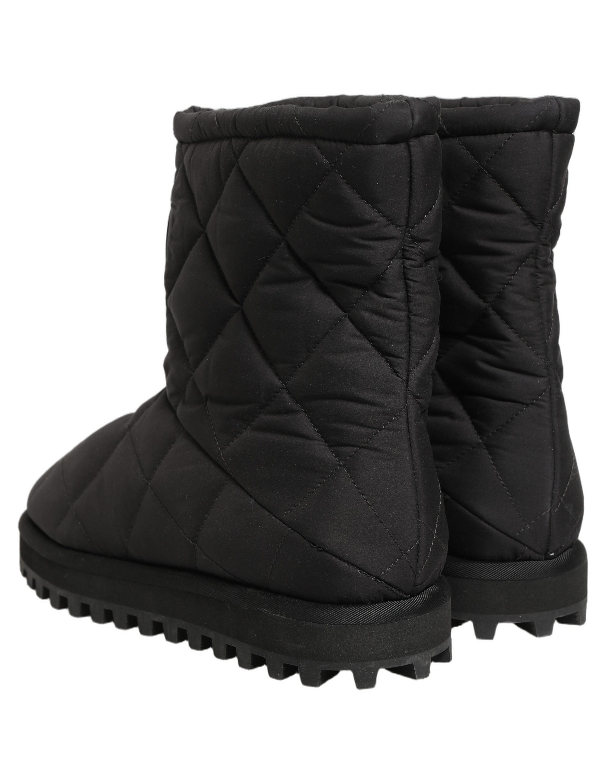 Dolce & Gabbana Black Quilted Mid Calf Boots - Timeless Elegance