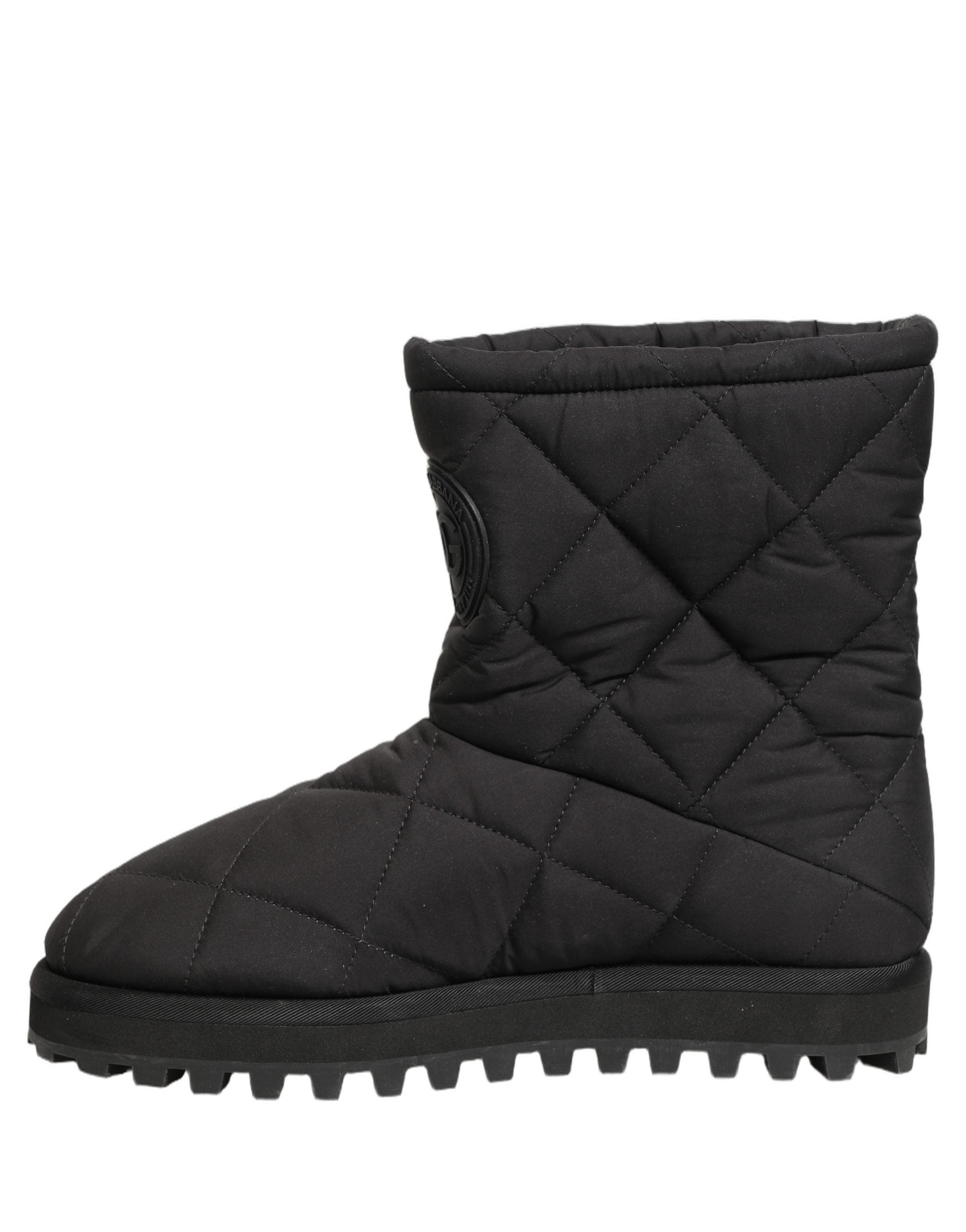 Dolce & Gabbana Black Quilted Mid Calf Boots - Timeless Elegance