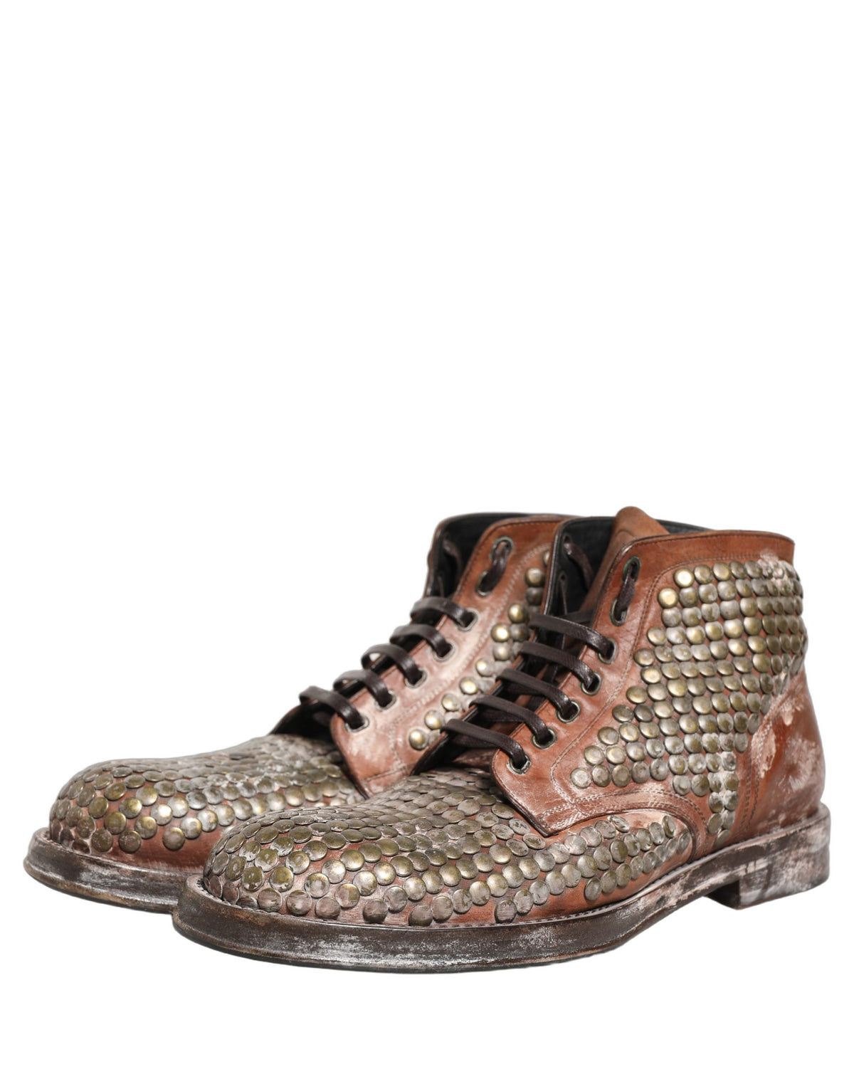 Dolce & Gabbana Brown Leather Ankle Boots - Artisanal Luxury