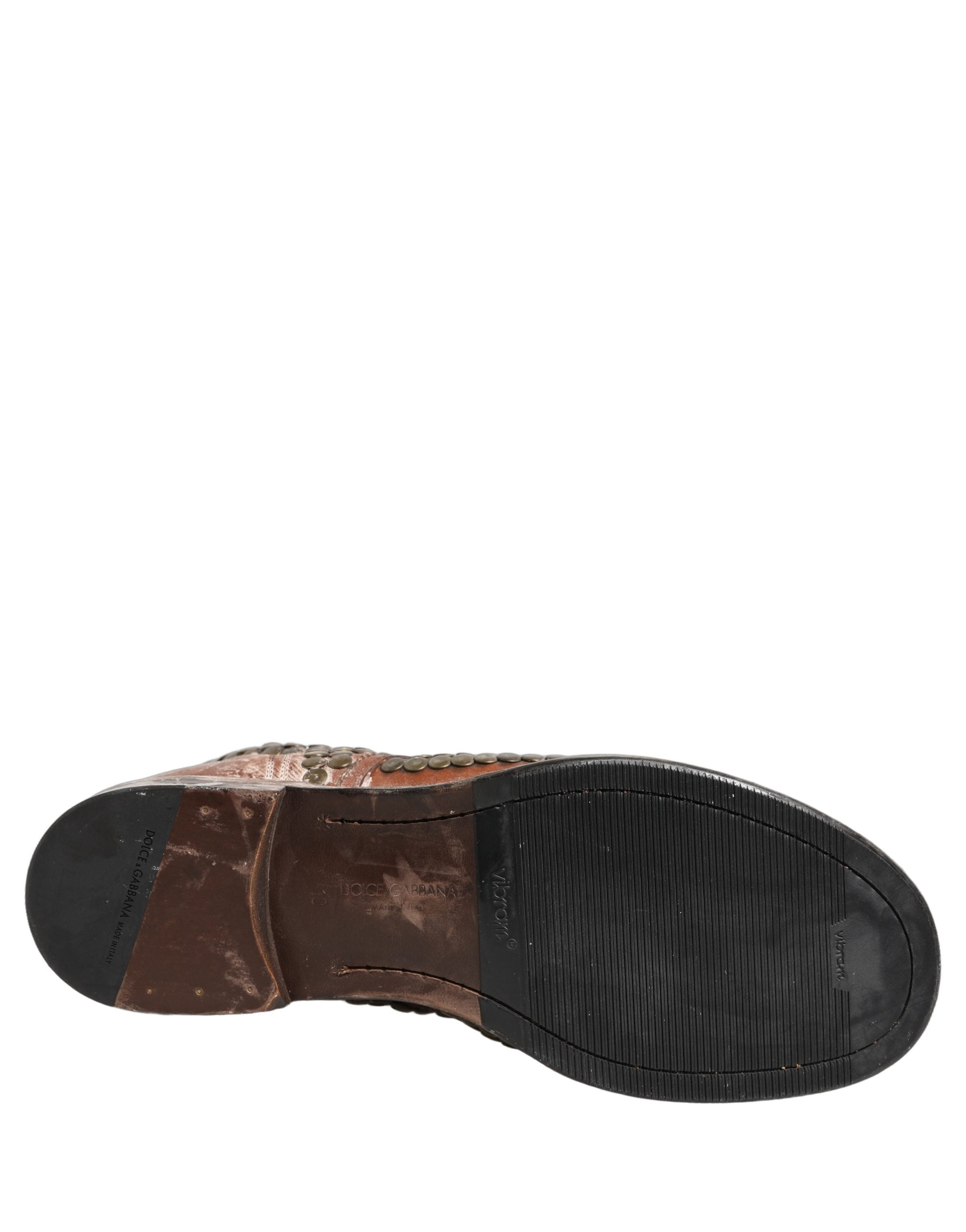 Dolce & Gabbana Brown Leather Ankle Boots - Artisanal Luxury