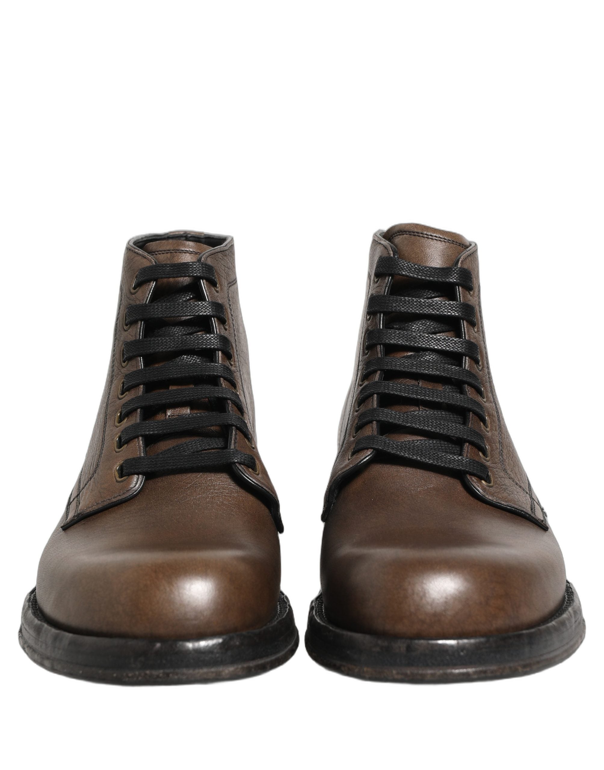 Dolce & Gabbana Brown Perugino Leather Ankle Boots - Luxury Elegance