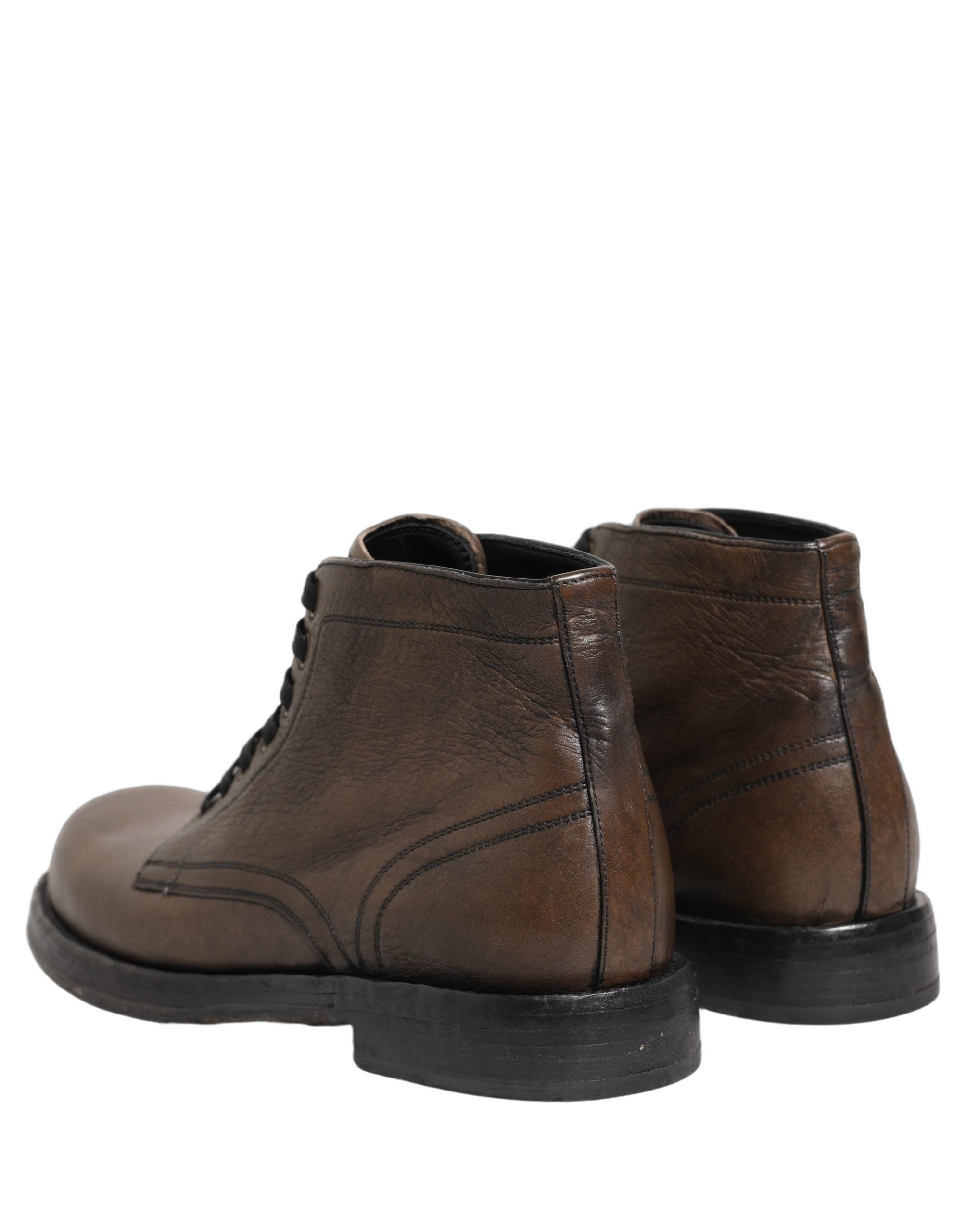 Dolce & Gabbana Brown Perugino Leather Ankle Boots - Luxury Elegance