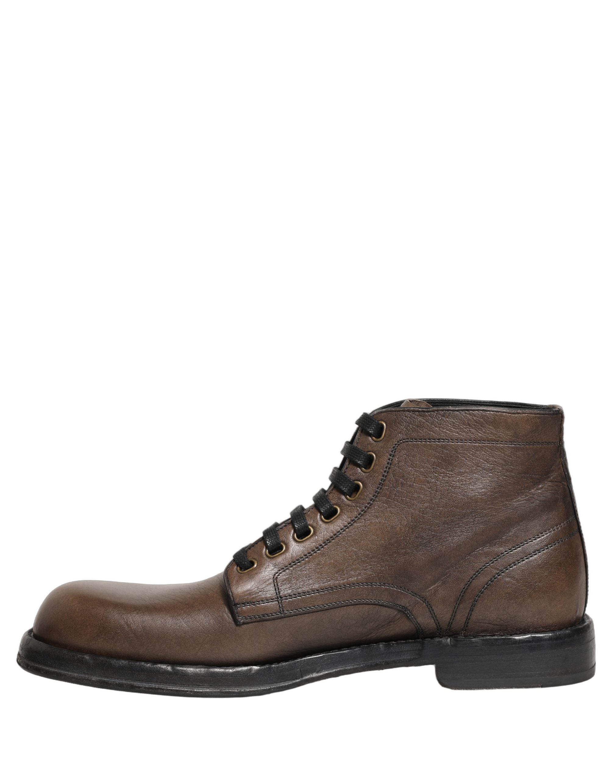 Dolce & Gabbana Brown Perugino Leather Ankle Boots - Luxury Elegance