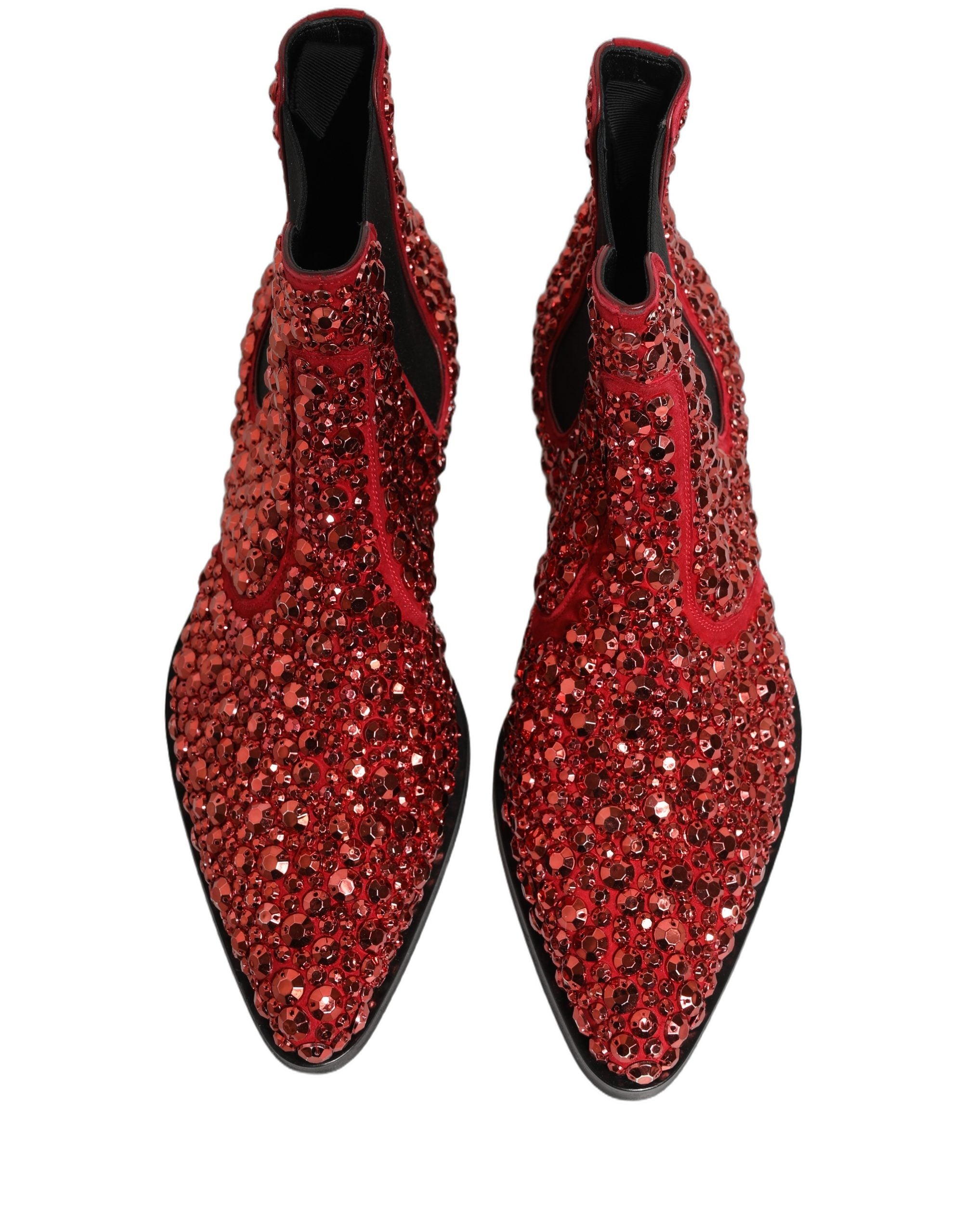 Dolce & Gabbana Red Chelsea Ankle Boots - Artisanal Luxury Footwear