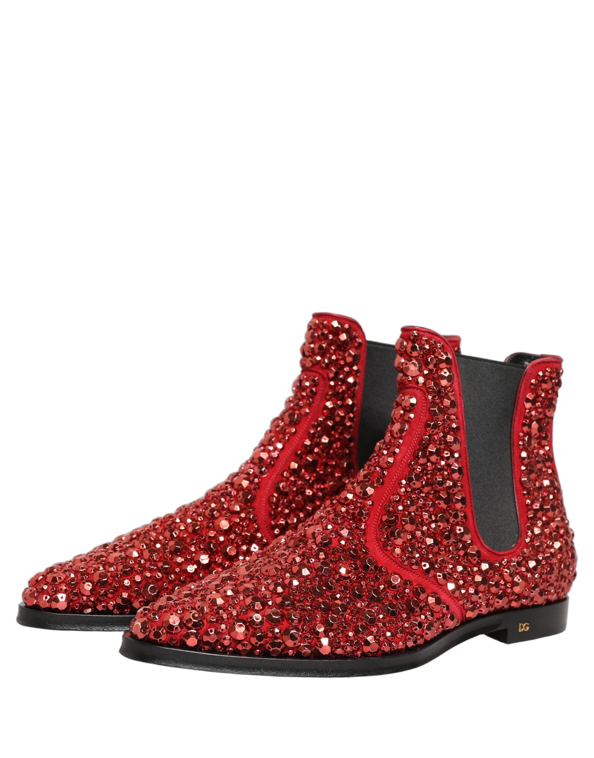 Dolce & Gabbana Red Chelsea Ankle Boots - Luxury Footwear