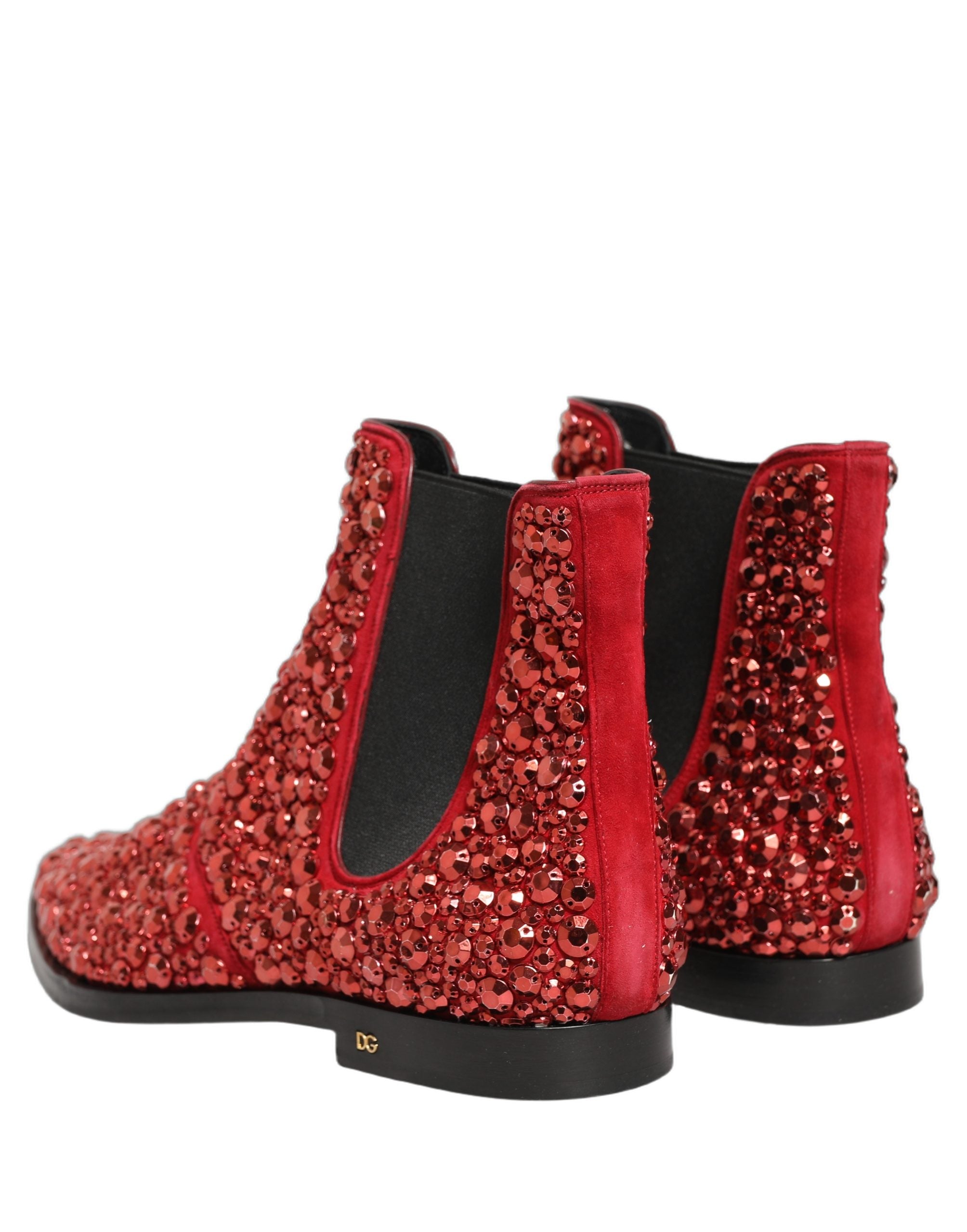 Dolce & Gabbana Red Chelsea Ankle Boots - Artisanal Luxury Footwear