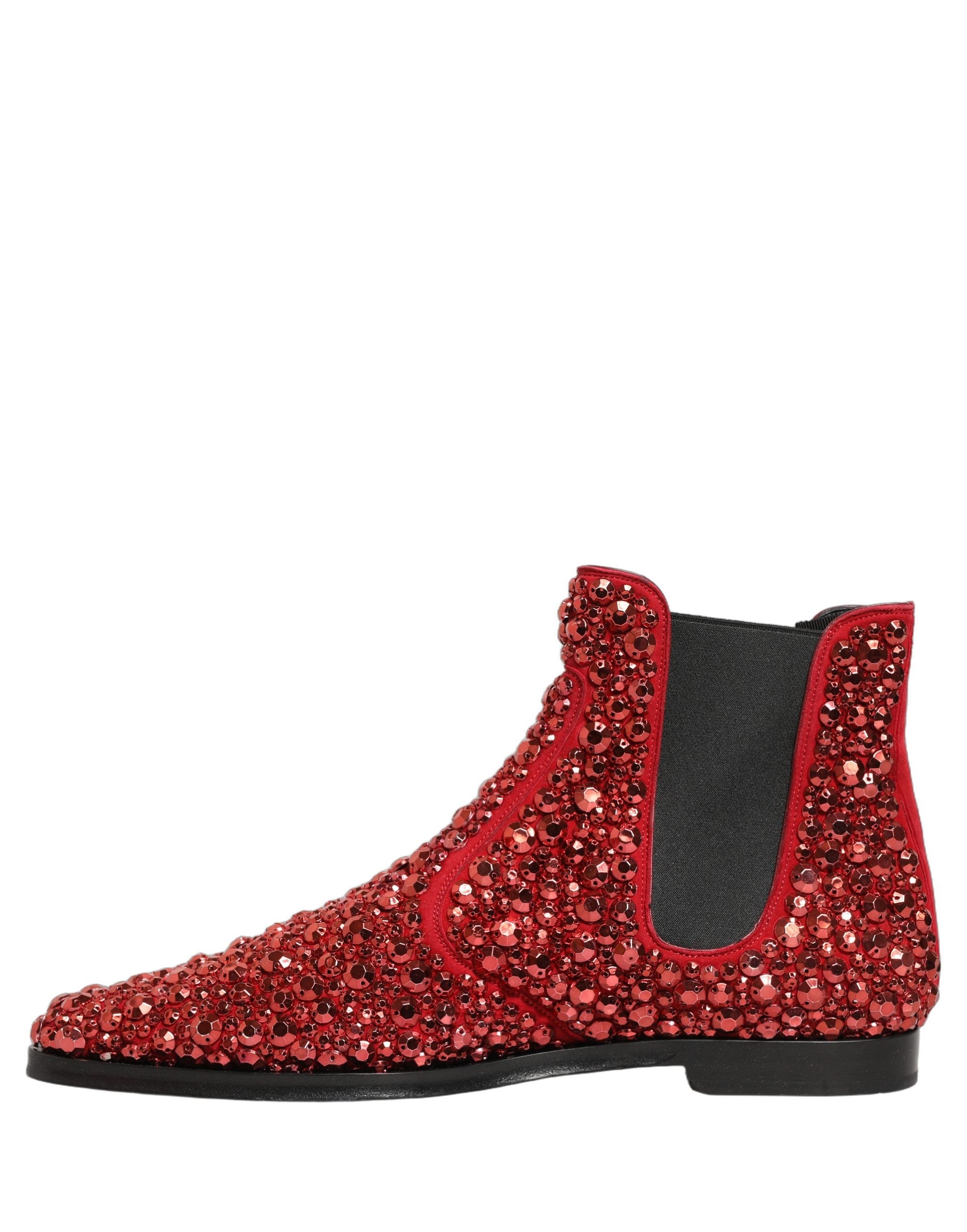 Dolce & Gabbana Red Chelsea Ankle Boots - Artisanal Luxury Footwear