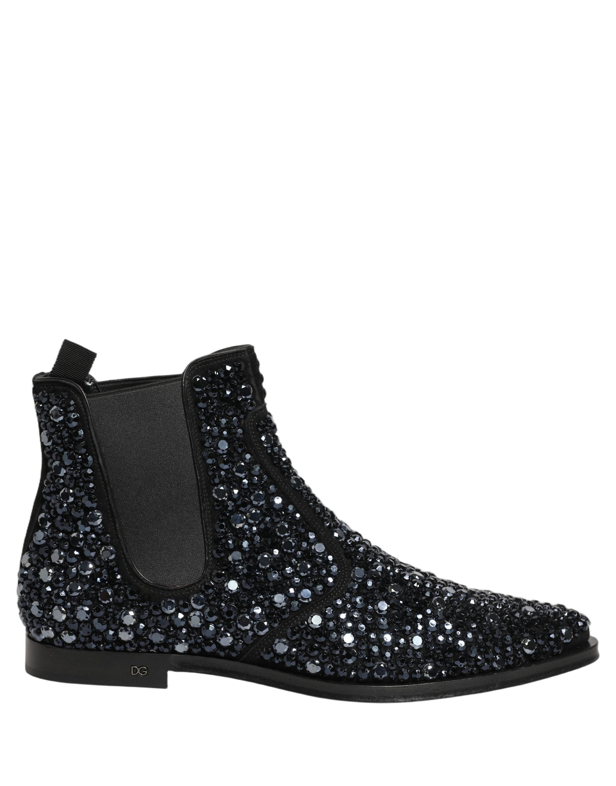 Dolce & Gabbana Black Embellished Chelsea Ankle Boots - Luxury Footwear