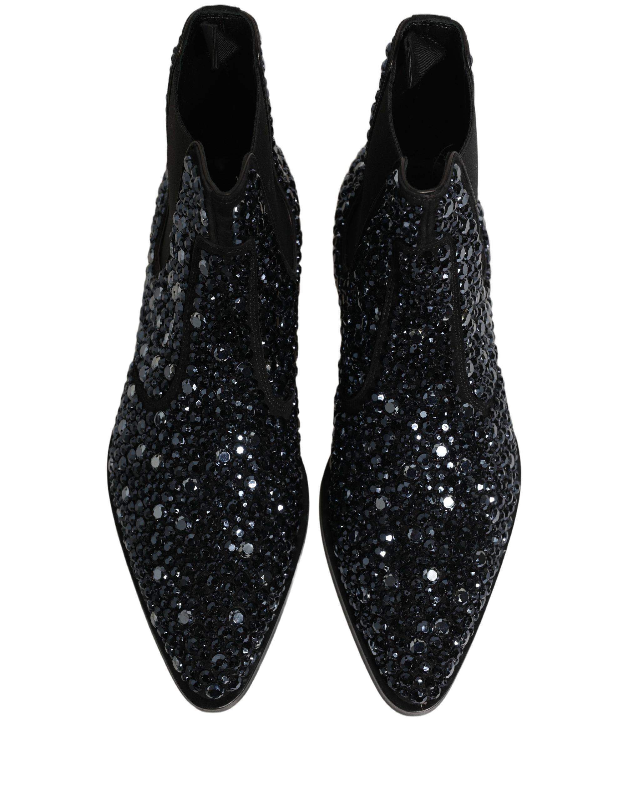 Dolce & Gabbana Black Embellished Chelsea Ankle Boots - Luxury Footwear