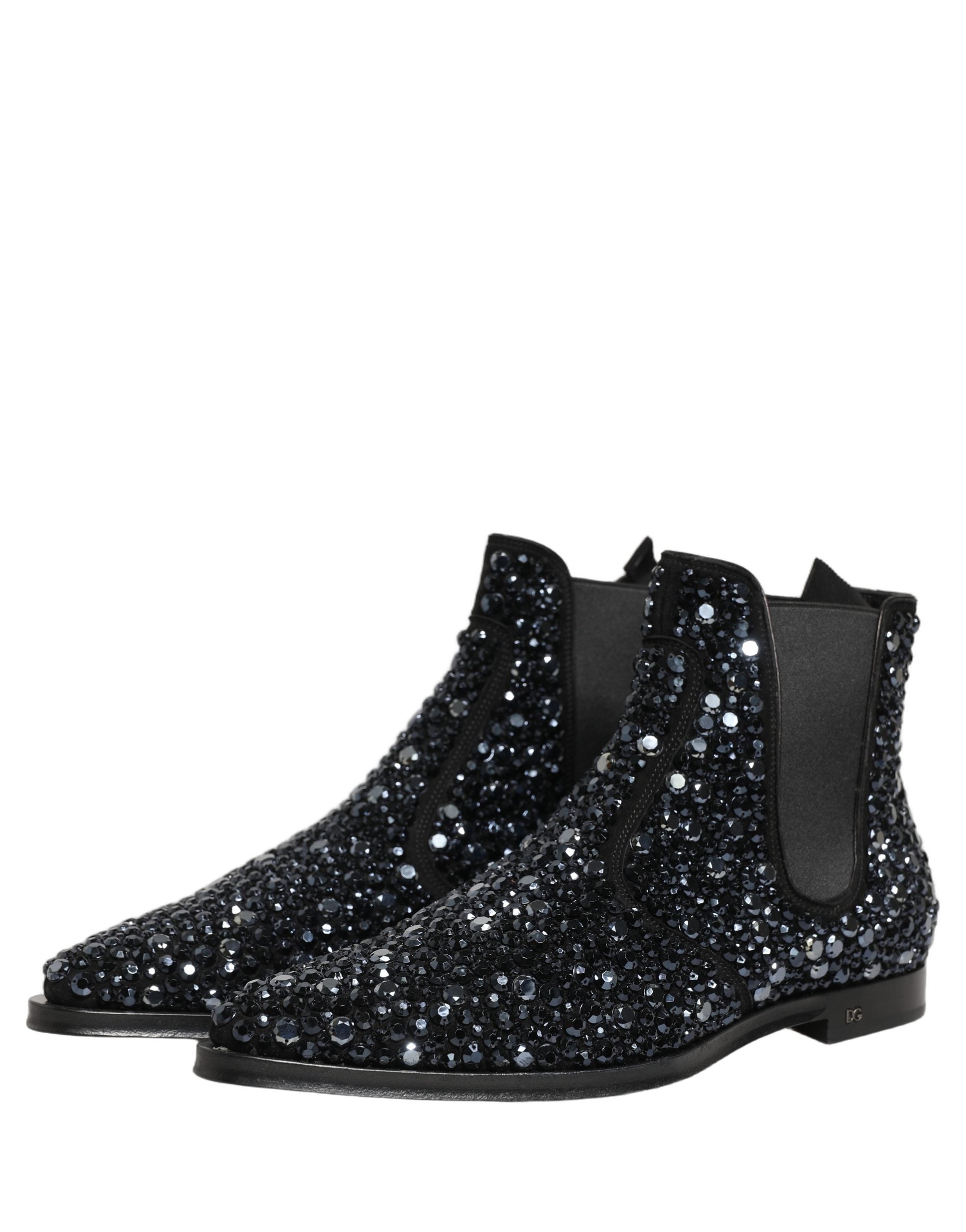 Dolce & Gabbana Black Embellished Chelsea Ankle Boots - Luxury Footwear