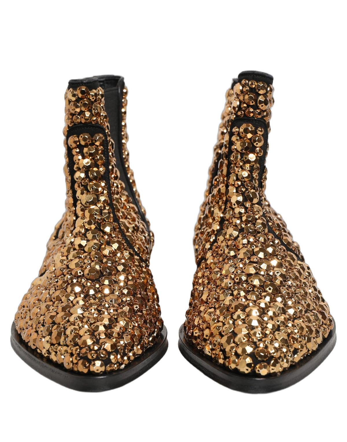 Dolce & Gabbana Gold Embellished Chelsea Ankle Boots, Artisanal Luxury