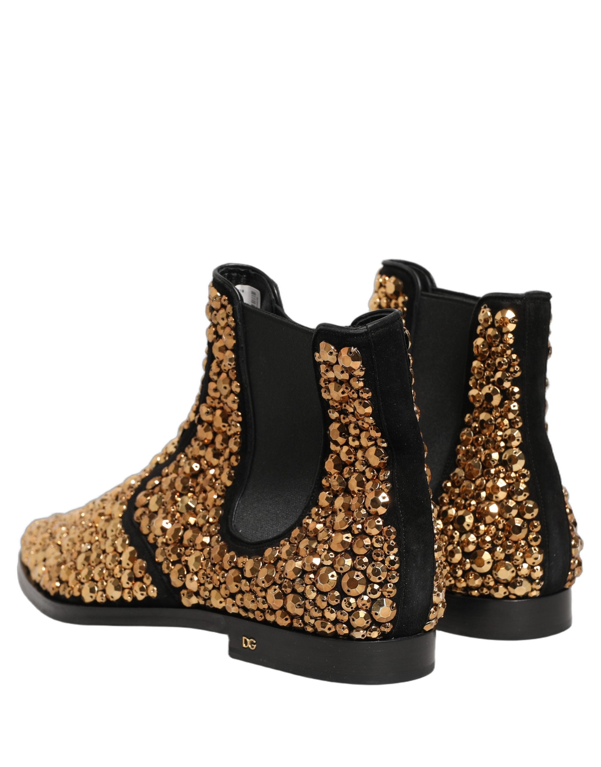 Dolce & Gabbana Gold Embellished Chelsea Ankle Boots, Artisanal Luxury