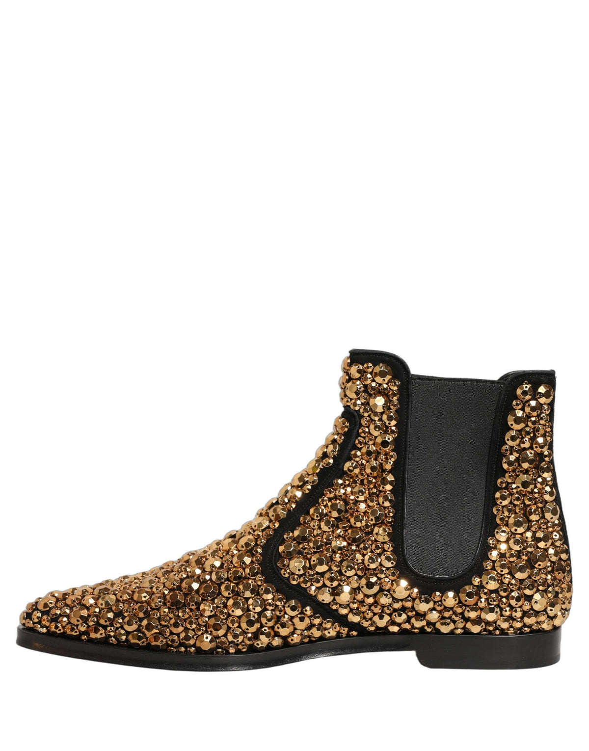 Dolce & Gabbana Gold Embellished Chelsea Ankle Boots, Luxury Artistry