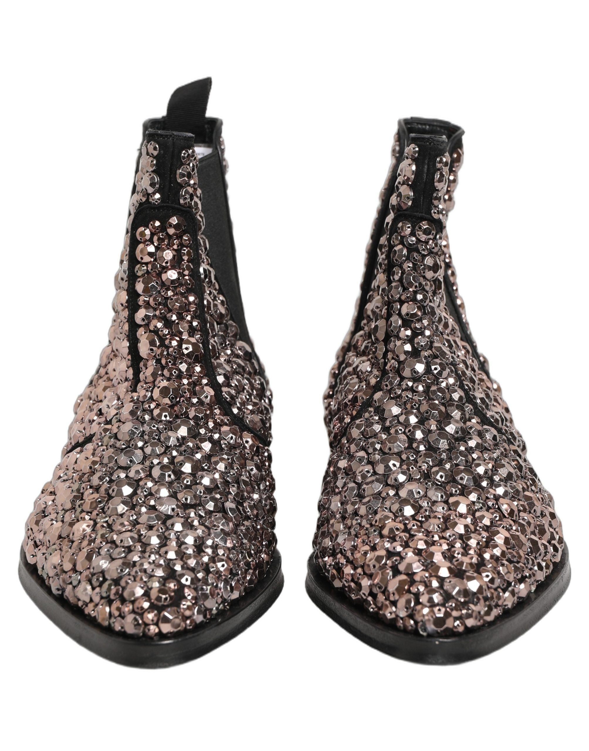 Dolce & Gabbana Silver Chelsea Ankle Boots - Artisanal Luxury