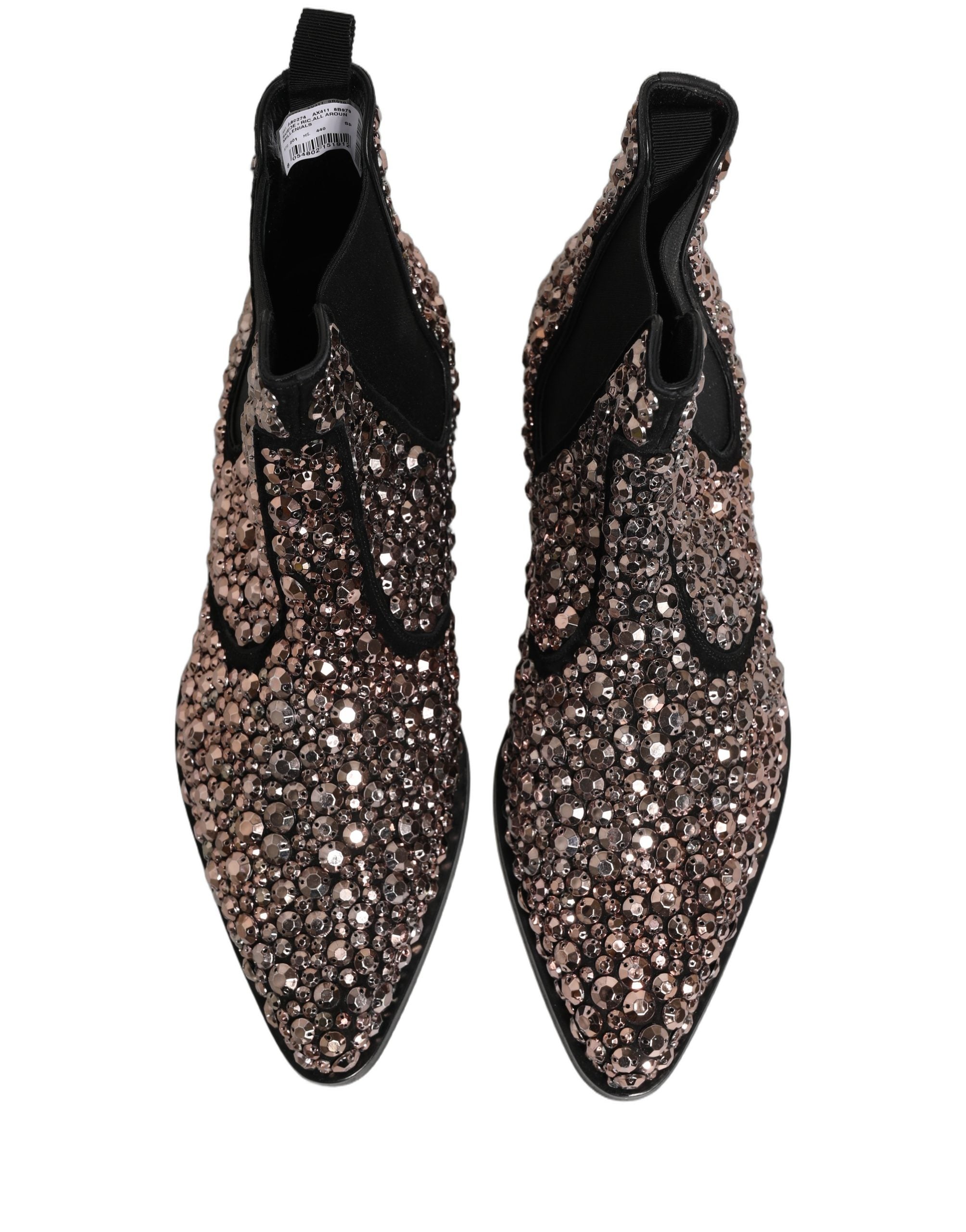Dolce & Gabbana Silver Chelsea Ankle Boots - Artisanal Luxury