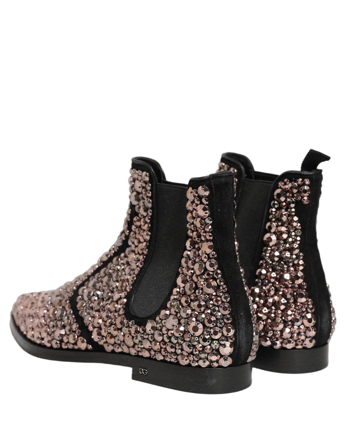 Dolce & Gabbana Silver Embellished Chelsea Ankle Boots Luxury