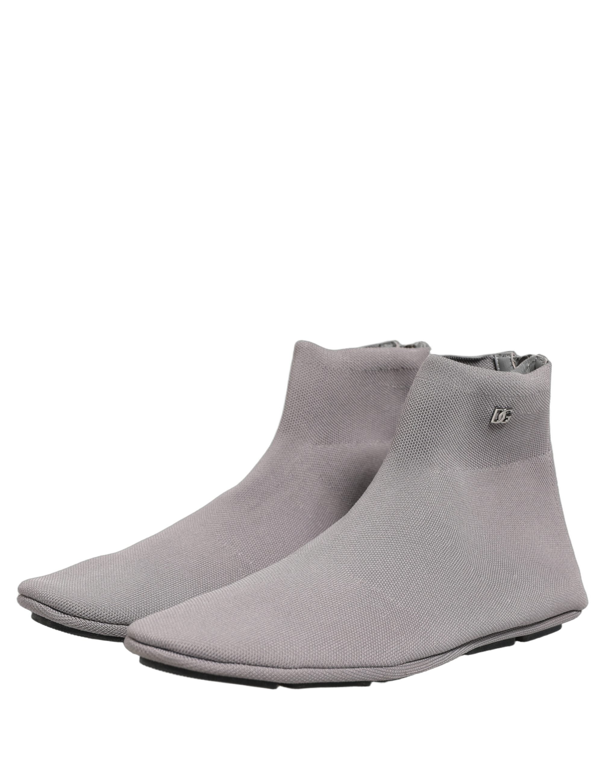 Dolce & Gabbana Gray Stretch Mesh Ankle Boots - Luxury Footwear