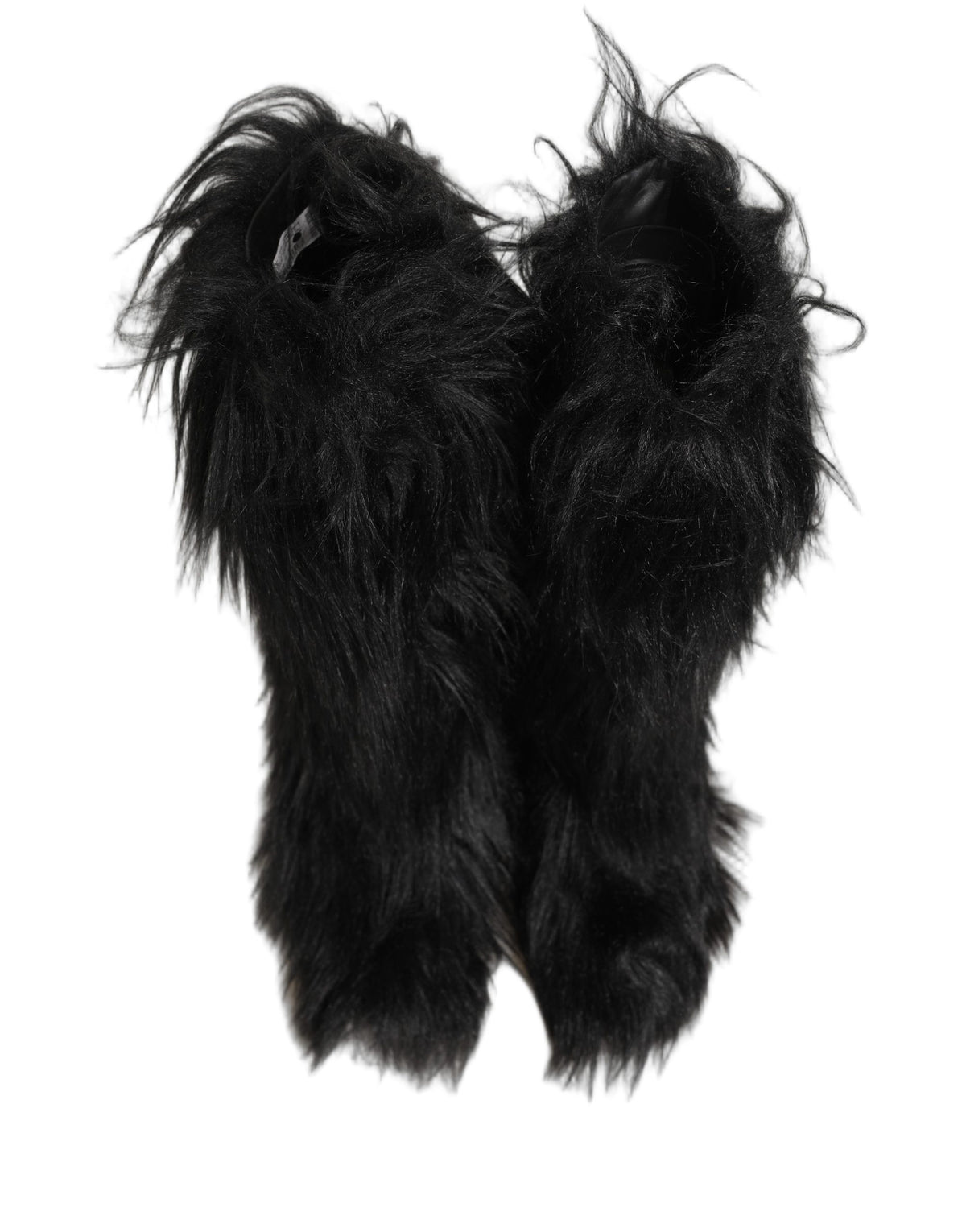 Dolce & Gabbana Black Faux Fur Mid Calf Boots - Timeless Luxury