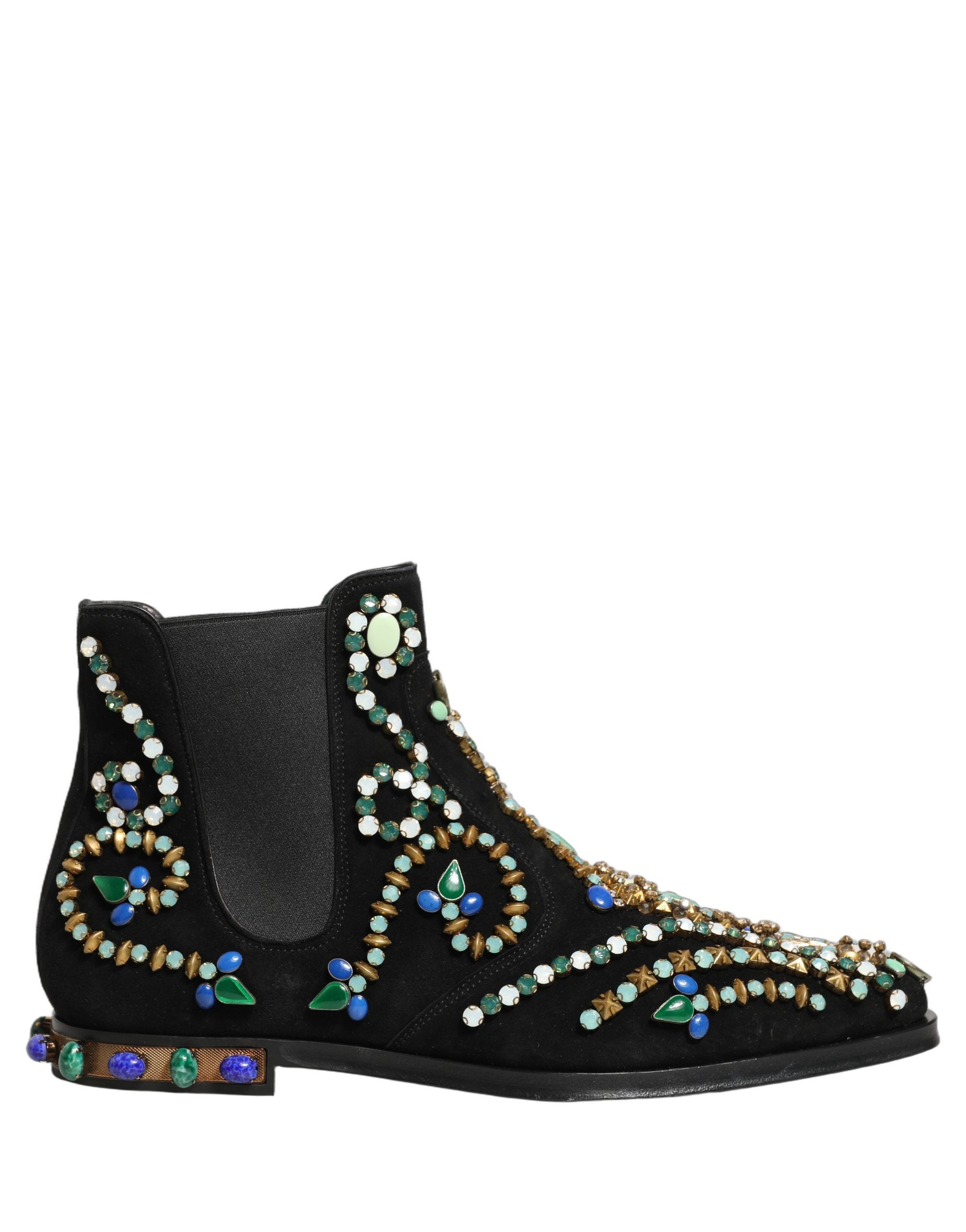 Dolce & Gabbana Black Embellished Chelsea Ankle Boots - Luxury Elegance