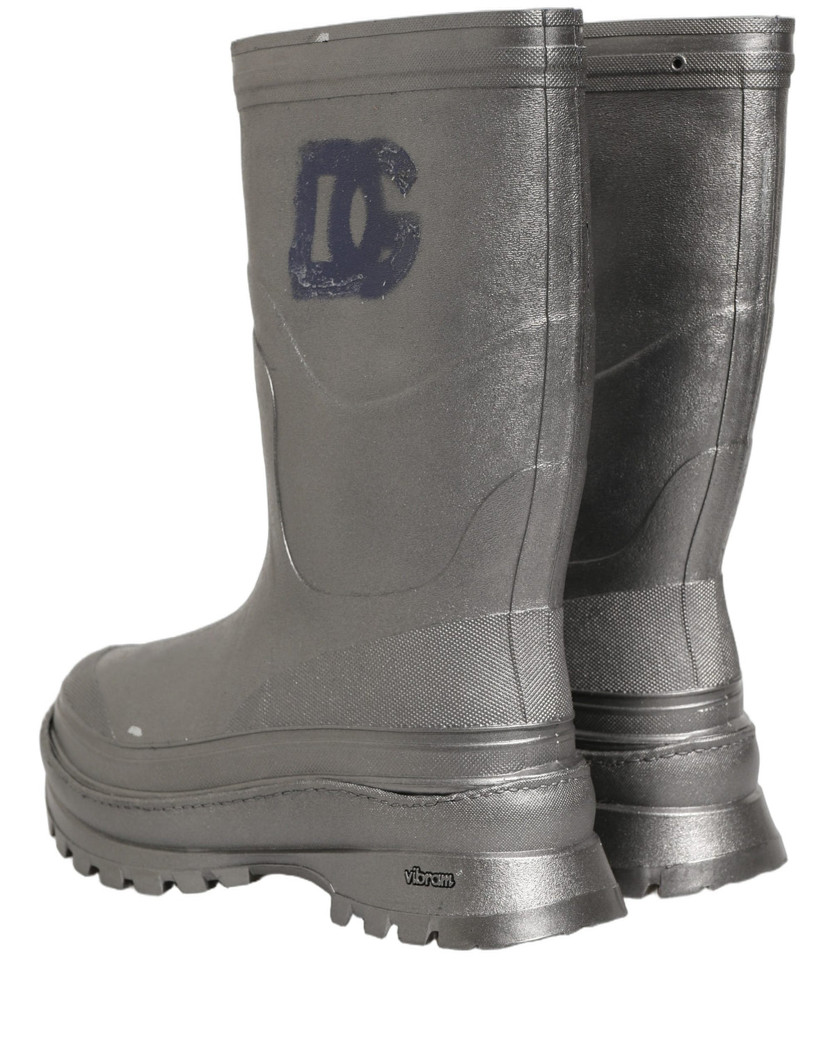 Dolce & Gabbana Metallic Silver Rain Boots - Luxe Couture Elegance