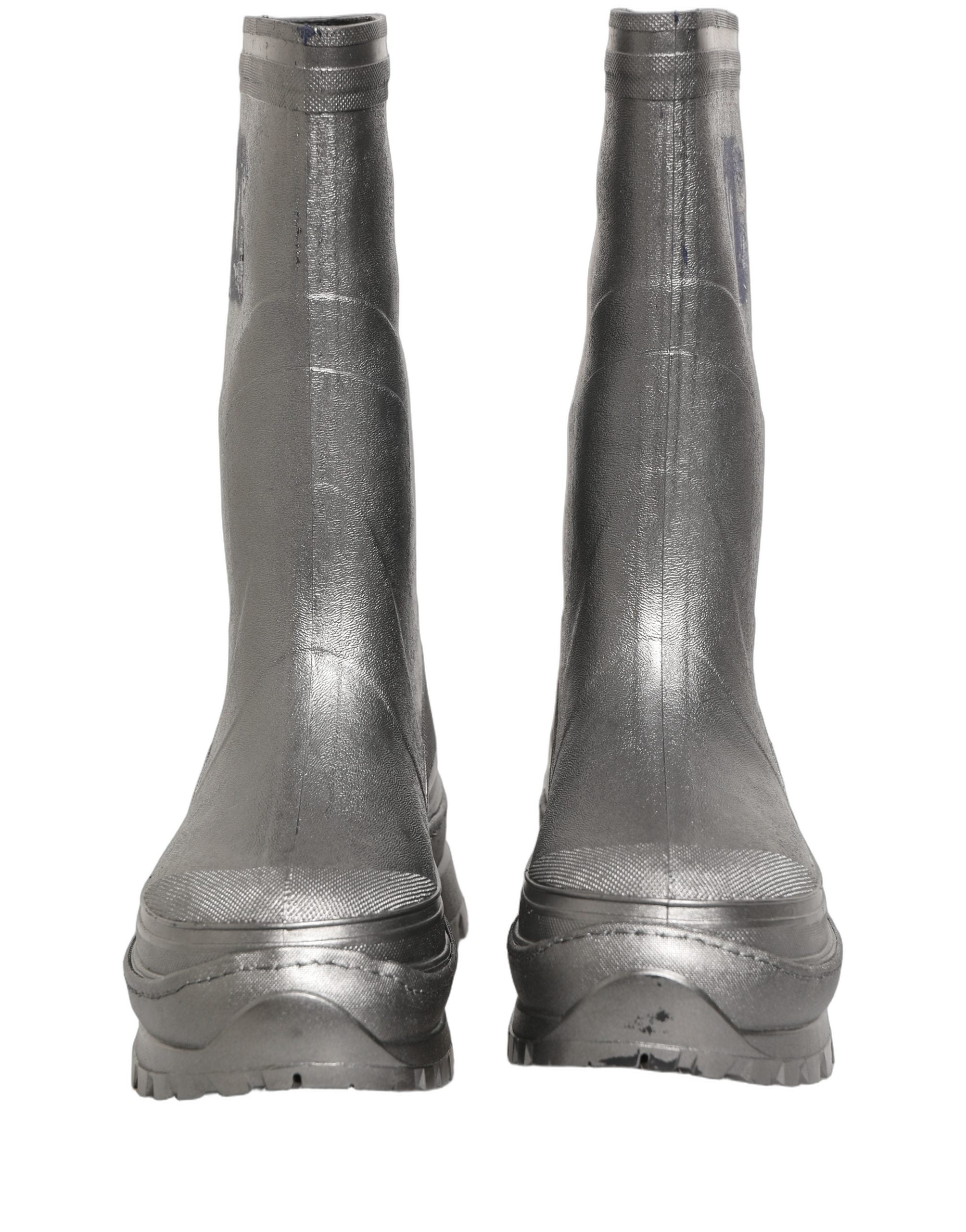 Dolce & Gabbana Metallic Silver Rain Boots | Luxe Couture Elegance