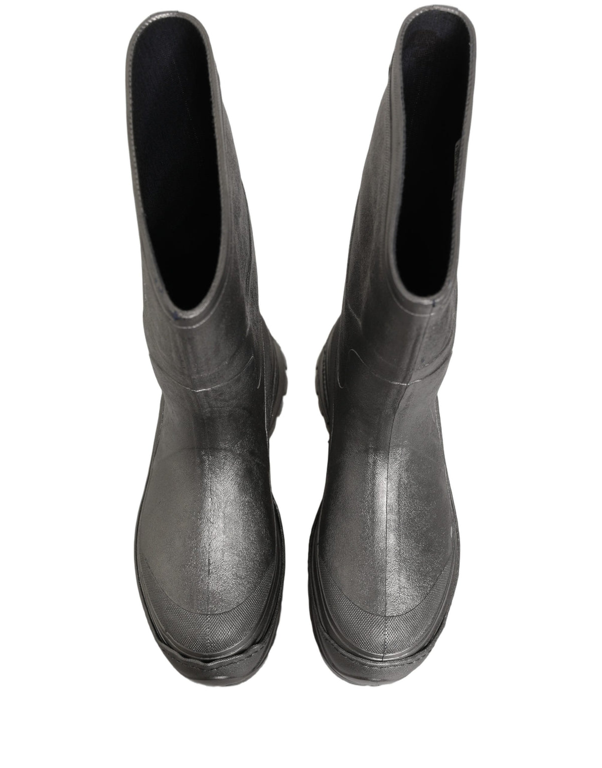 Dolce & Gabbana Metallic Silver Pull On Rain Boots - Luxe Elegance