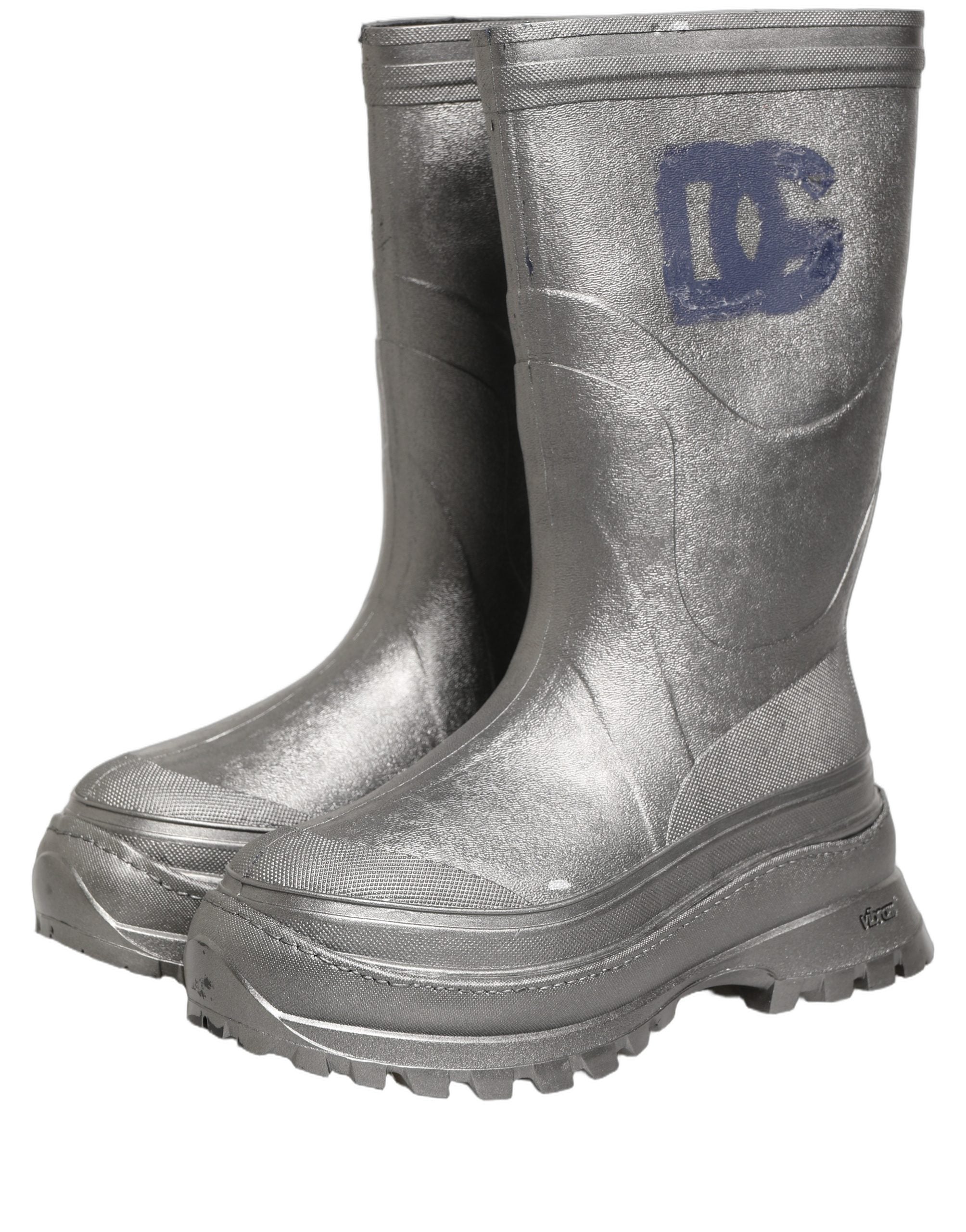 Dolce & Gabbana Metallic Silver Rain Boots - Artisanal Luxury