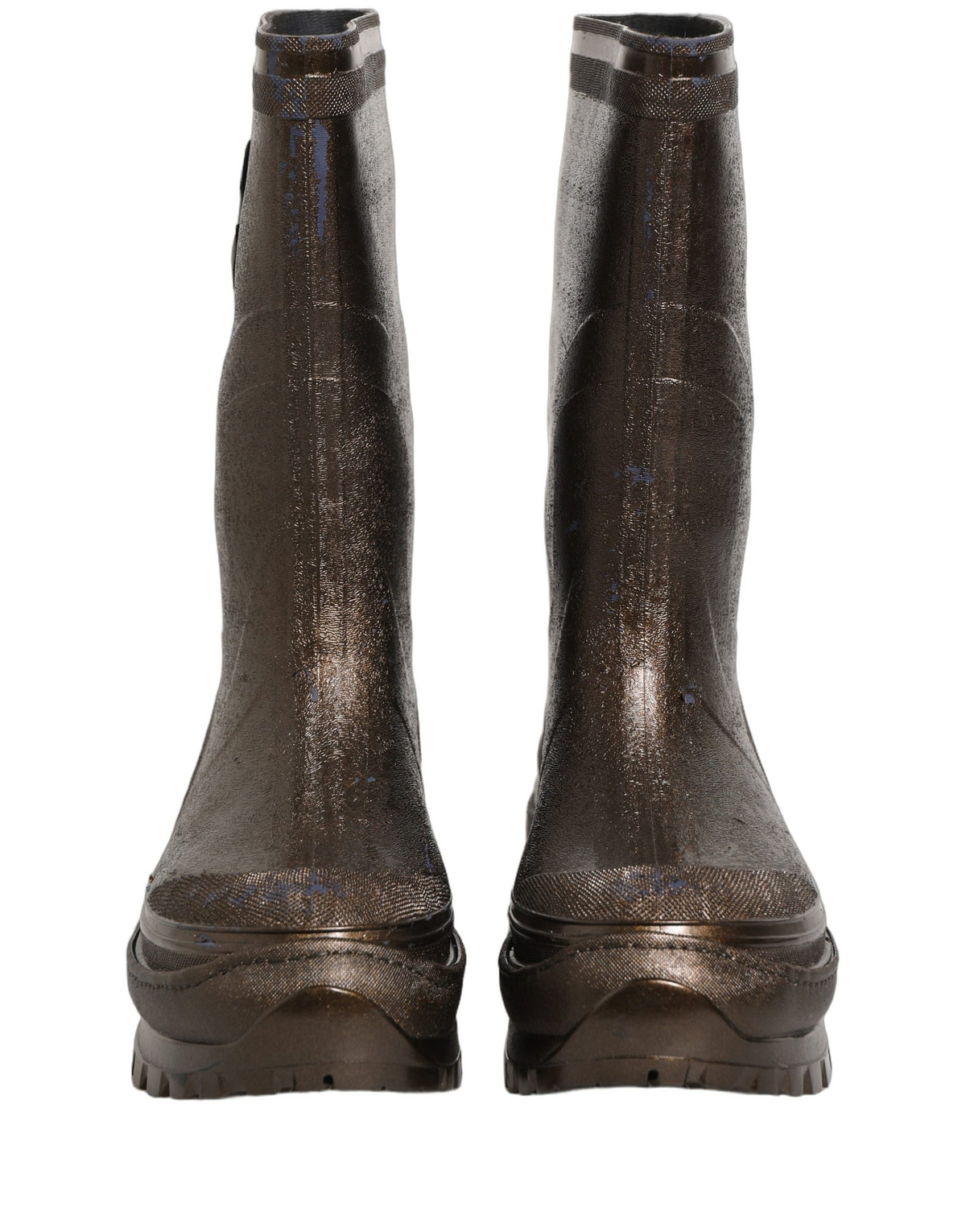 Dolce & Gabbana Bronze PVC Pull On Rain Boots for Discerning Elegance