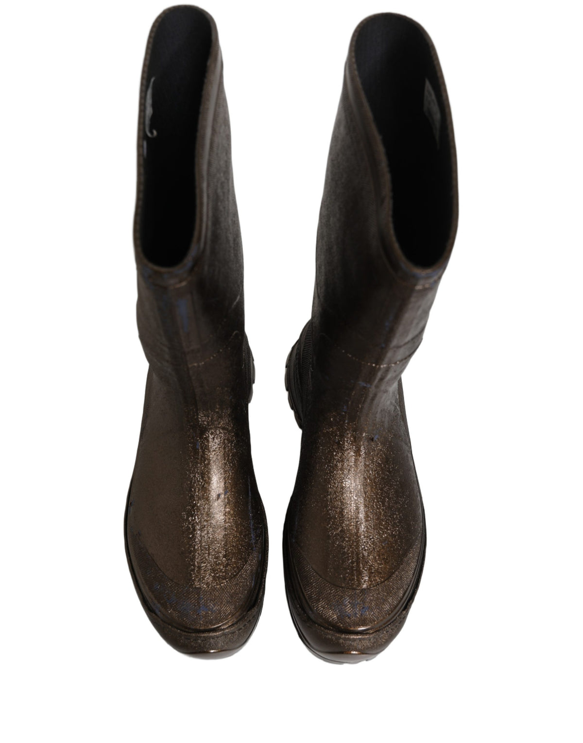 Dolce & Gabbana Bronze PVC Pull On Rain Boots for Timeless Elegance