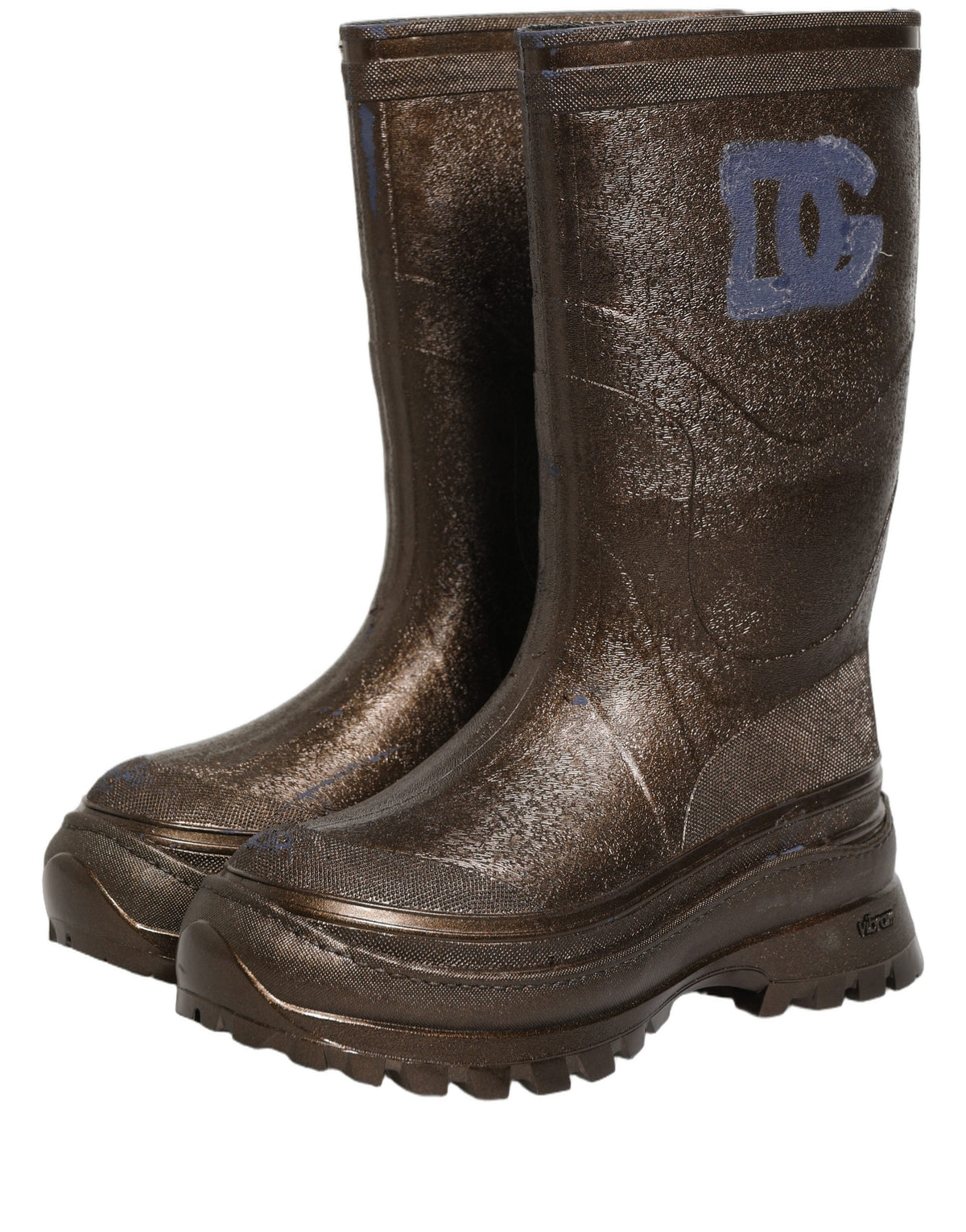 Dolce & Gabbana Bronze PVC Pull On Rain Boots for Discerning Elegance