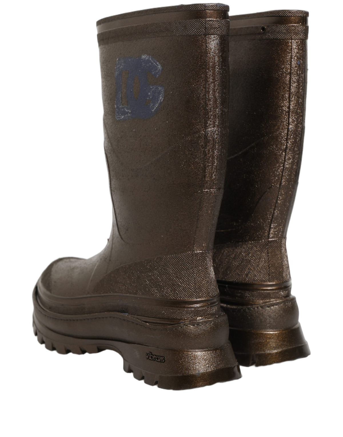Dolce & Gabbana Bronze PVC Pull On Rain Boots for Discerning Elegance