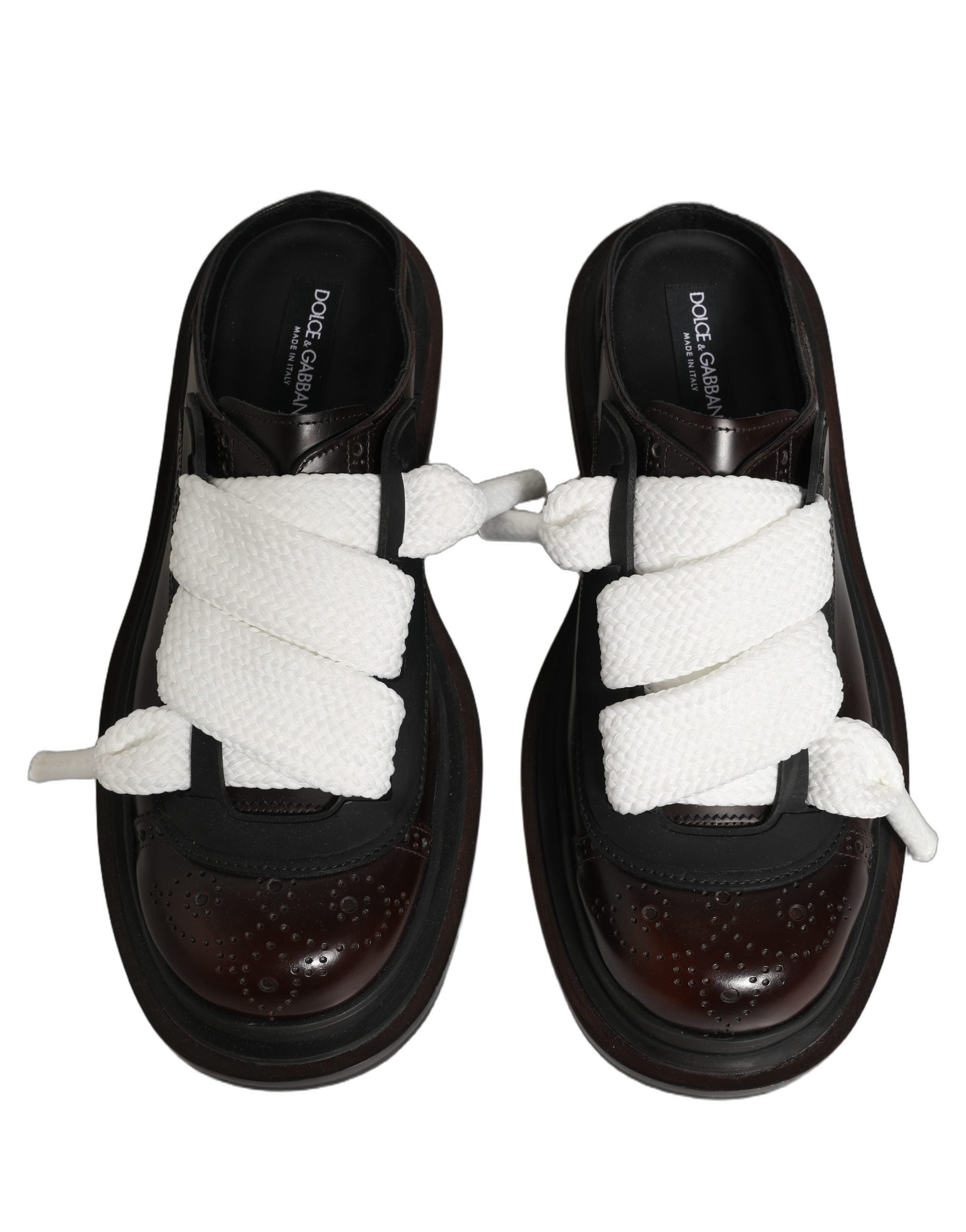 Dolce & Gabbana Brown Leather Slip-On Sandals - Artisanal Luxury