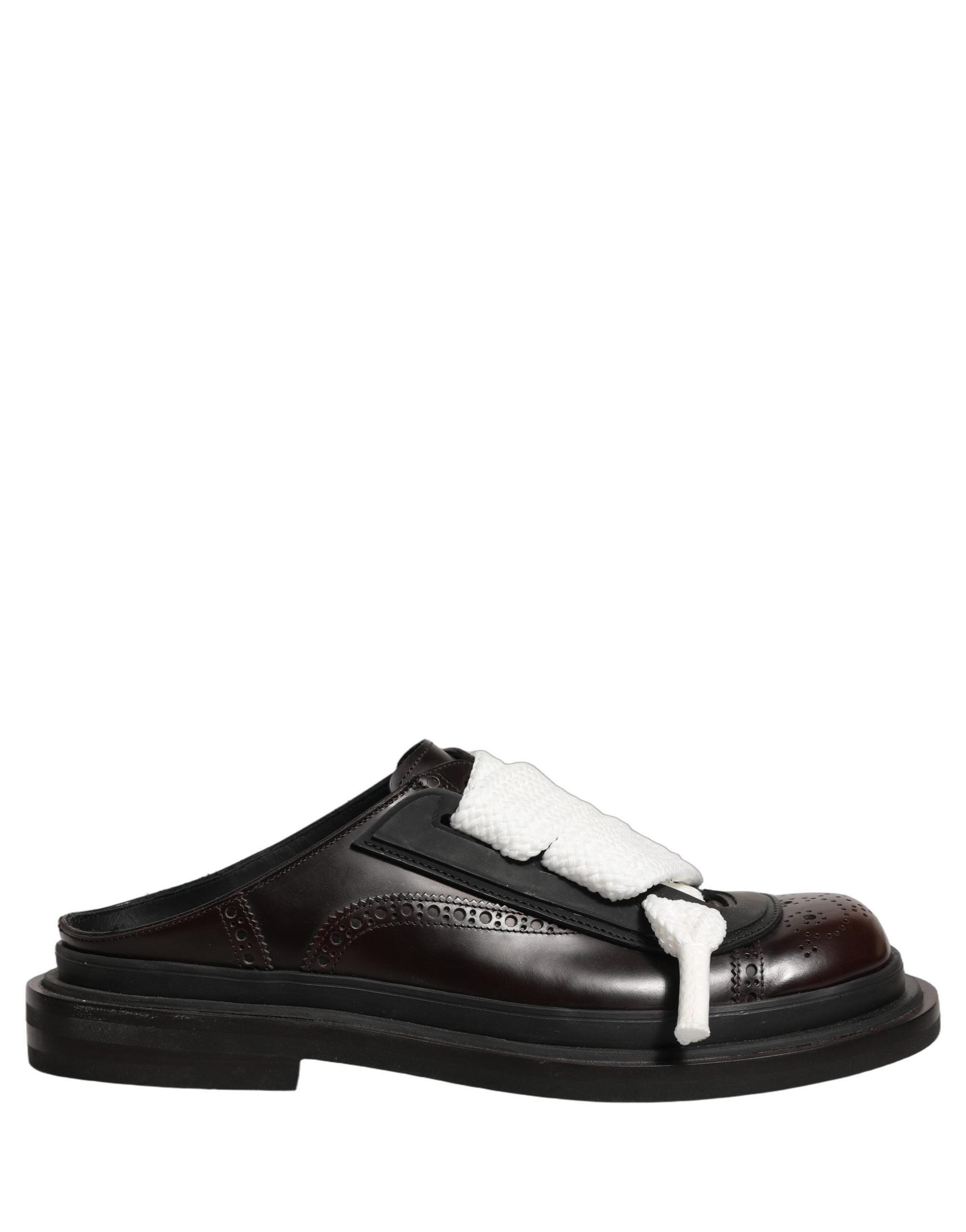 Dolce & Gabbana Brown Leather Slip-On Sandals - Artisanal Luxury