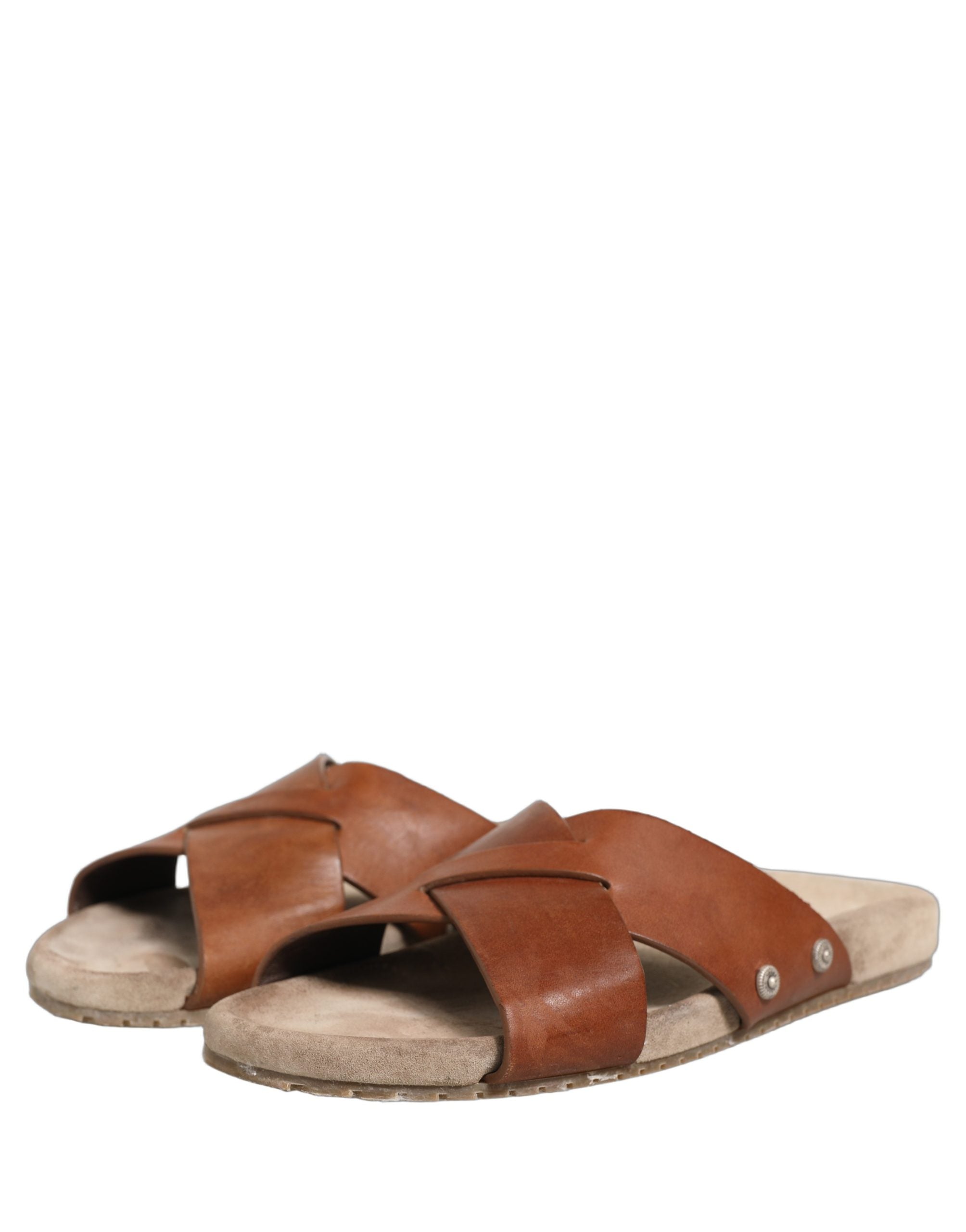 Dolce & Gabbana Brown Calf Leather Slides - Timeless Luxury