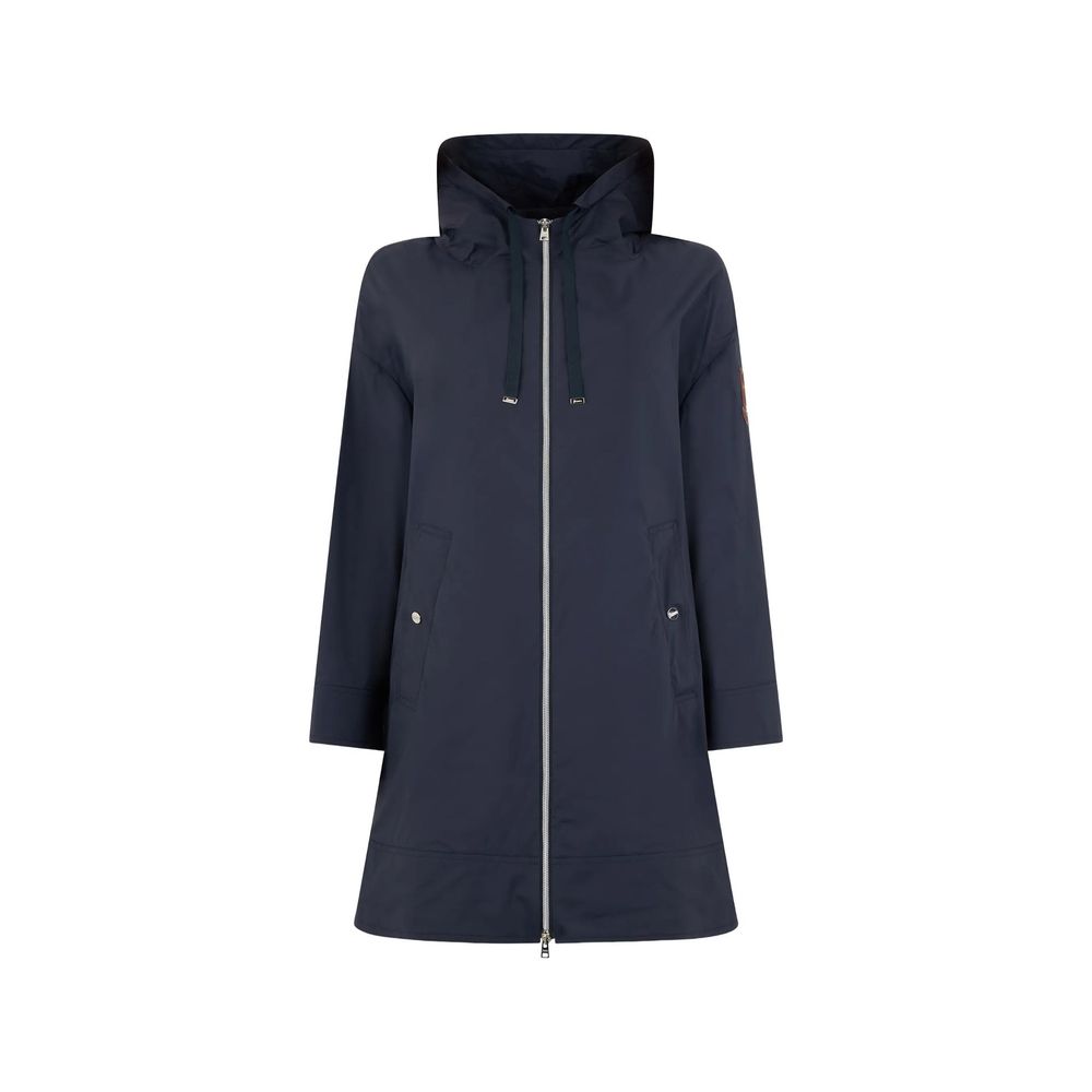 Discover the Herno Blue Elastane Coat, a masterpiece of Italian craftsmanship, blending elegance and comfort for the discerning individual seeking timeless luxury.