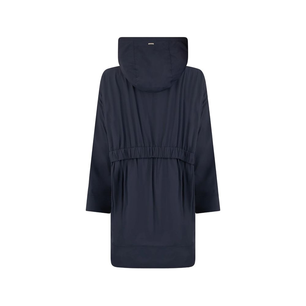 Discover the Herno Blue Elastane Coat, a testament to Italian craftsmanship, blending elegance and comfort for the discerning individual seeking timeless luxury.