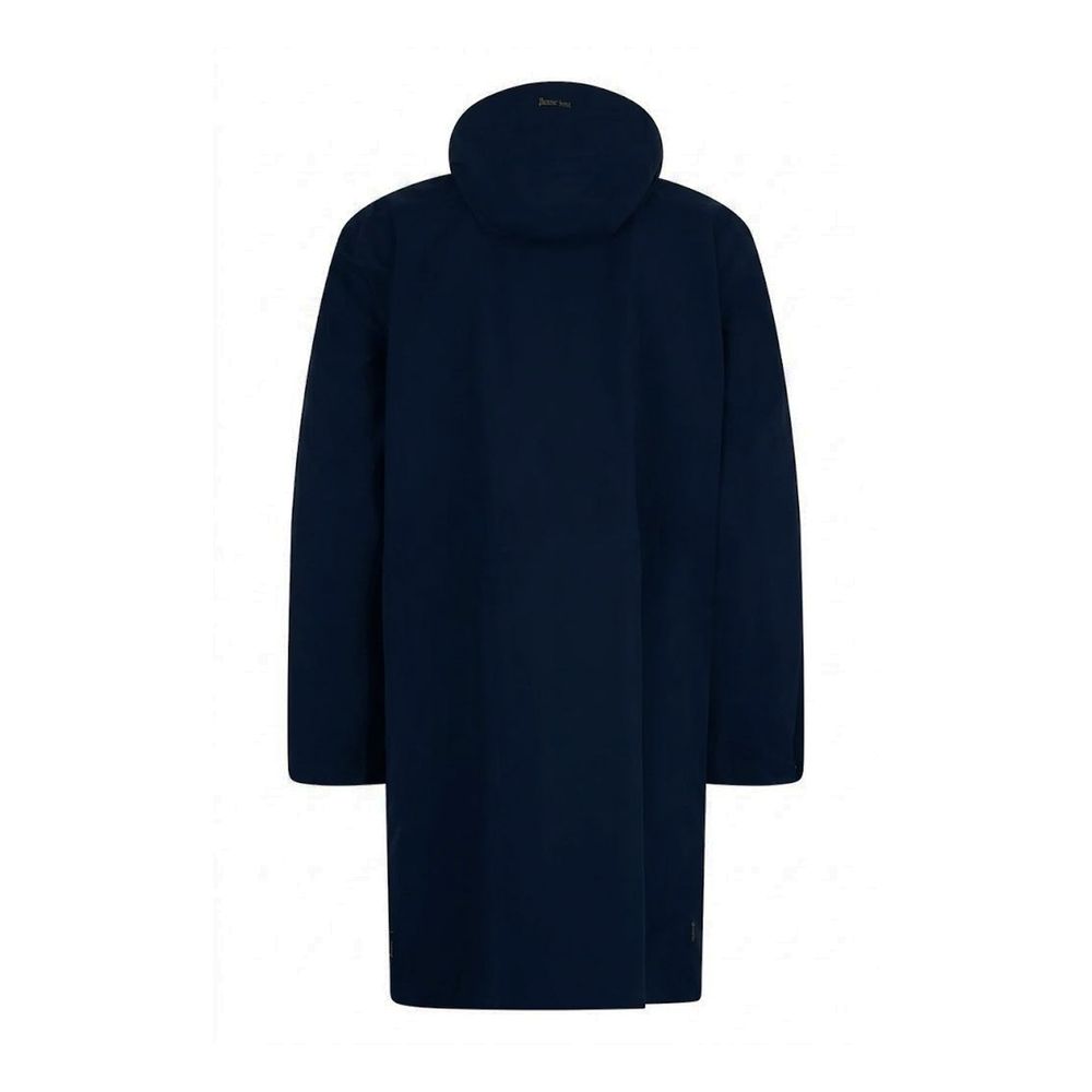Discover the Herno Blue Polyester Coat, a masterful blend of lightweight elegance and water-repellent sophistication, perfect for the discerning individual.