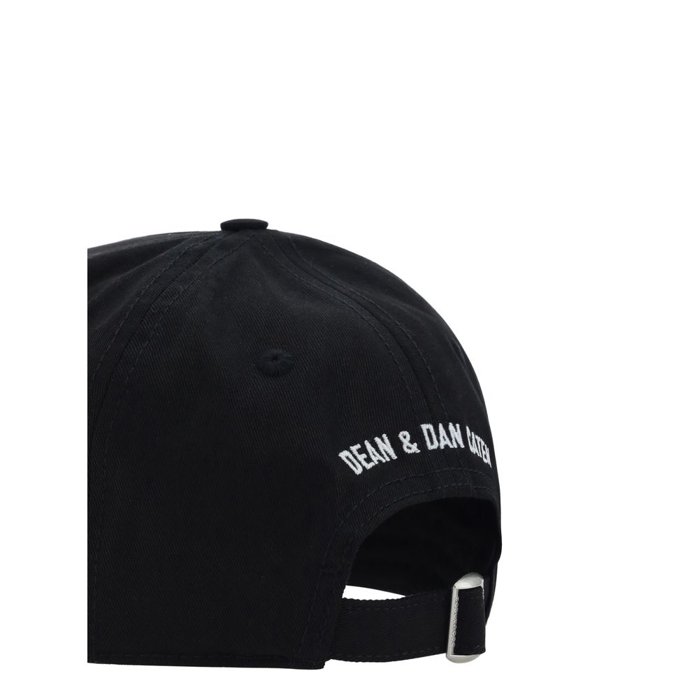 Dsquared² Black Cotton Cap - Artisanal Urban Luxury Accessory