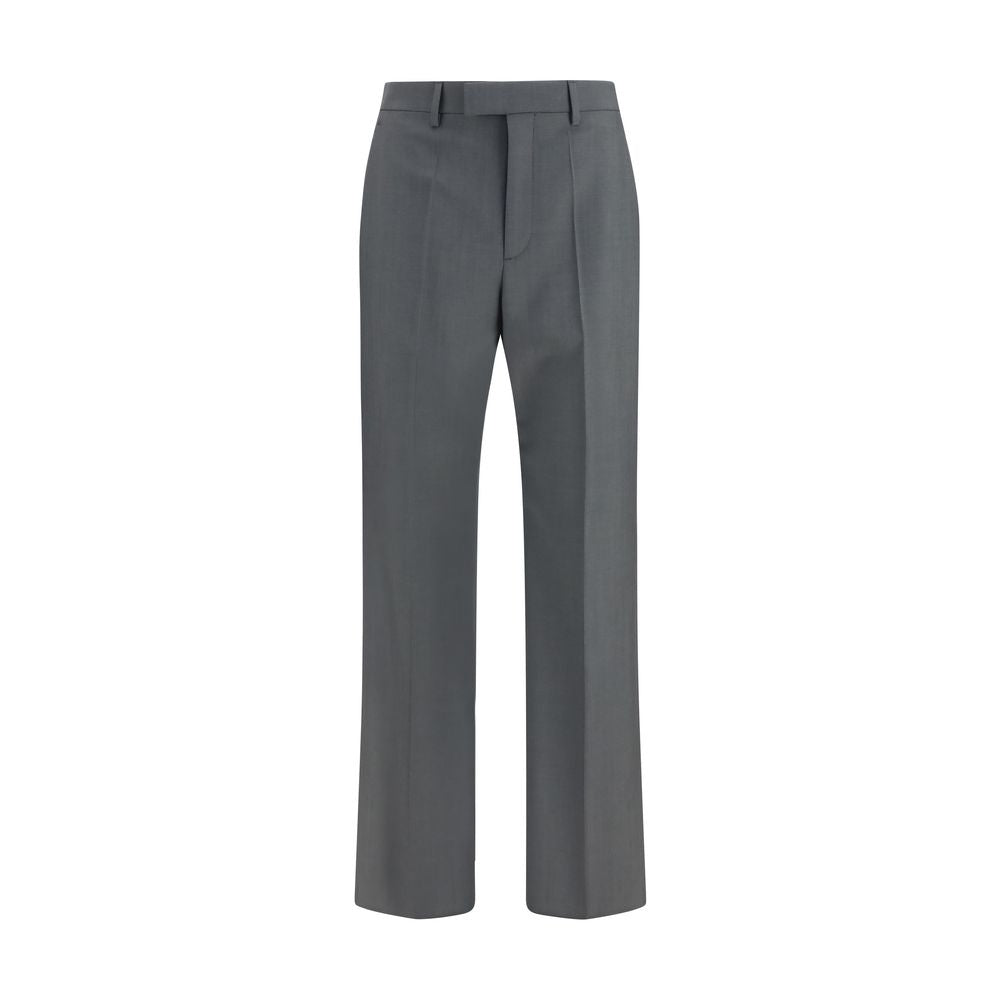 Indulge in the exquisite Valentino Gray Wool Oves Aries Dress Pants, crafted from luxurious Merino wool and Mohair, embodying timeless elegance for the discerning wardrobe.