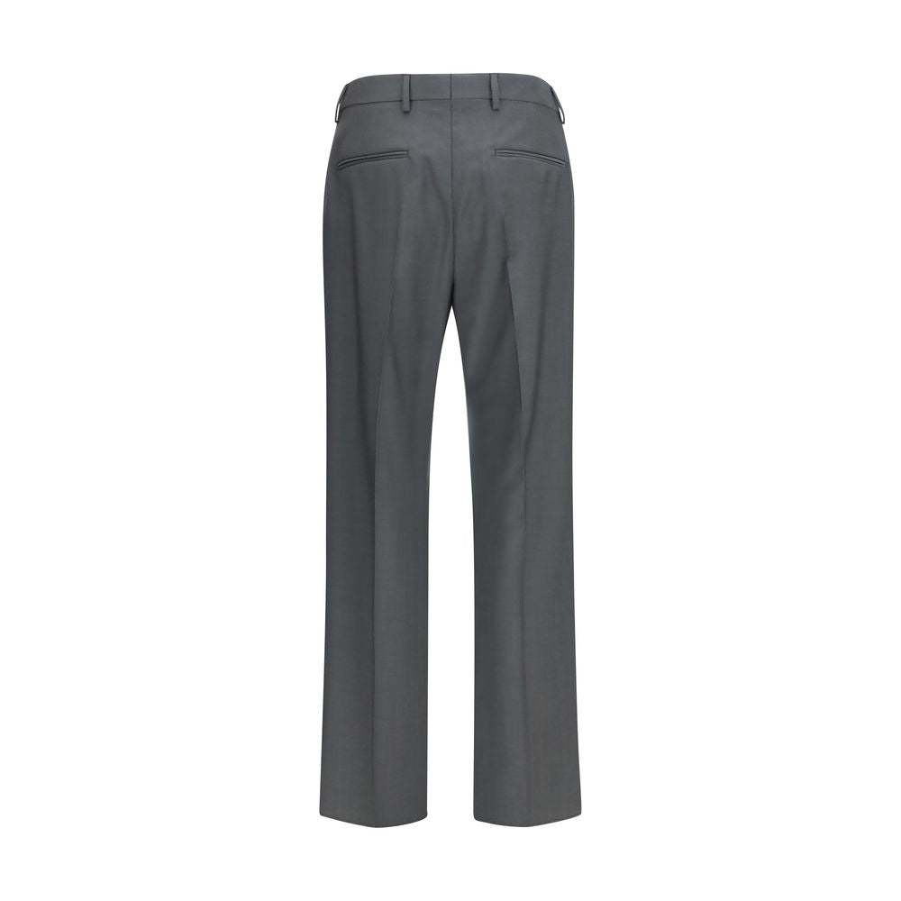Indulge in the exquisite Valentino Gray Wool Oves Aries Dress Pants, crafted from luxurious Merino wool and Mohair, embodying timeless elegance for the discerning individual.