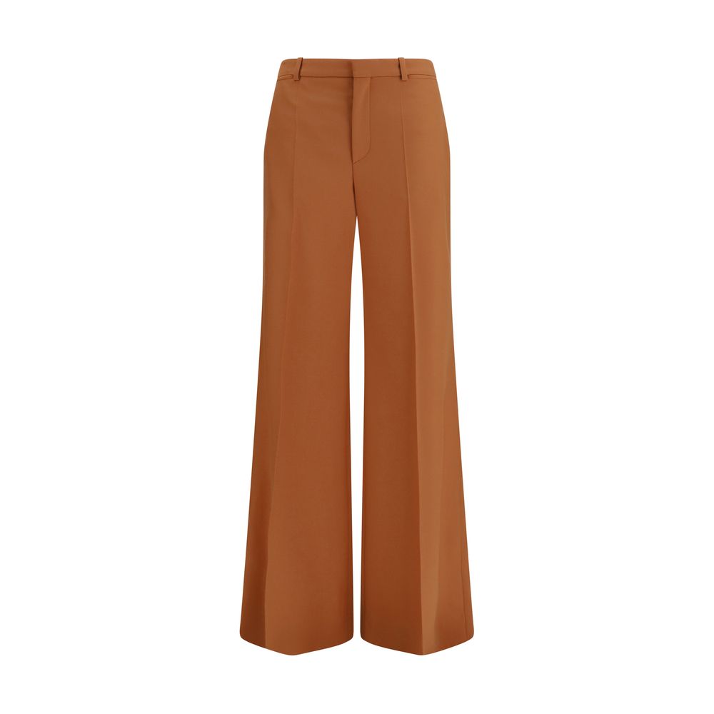 Chloé Orange Cotton Flared Pants - Artisanal Luxury Couture