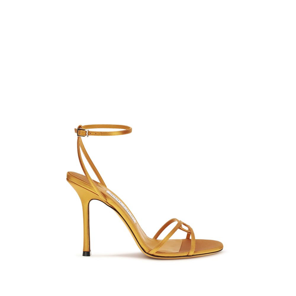 Indulge in the timeless elegance of Jimmy Choo's Orange Silk Stiletto Heel Sandals, a luxurious reinterpretation crafted from 100% silk, perfect for unforgettable occasions.