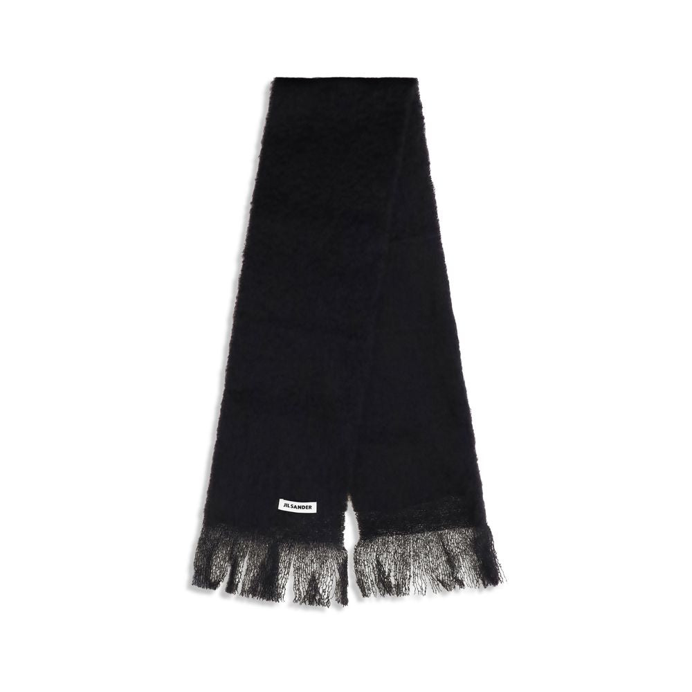 Indulge in the Jil Sander Black Wool Oves Aries Scarf, a timeless luxury accessory crafted from 100% Wool Ovis Aries, embodying sophistication and elegance for every occasion.