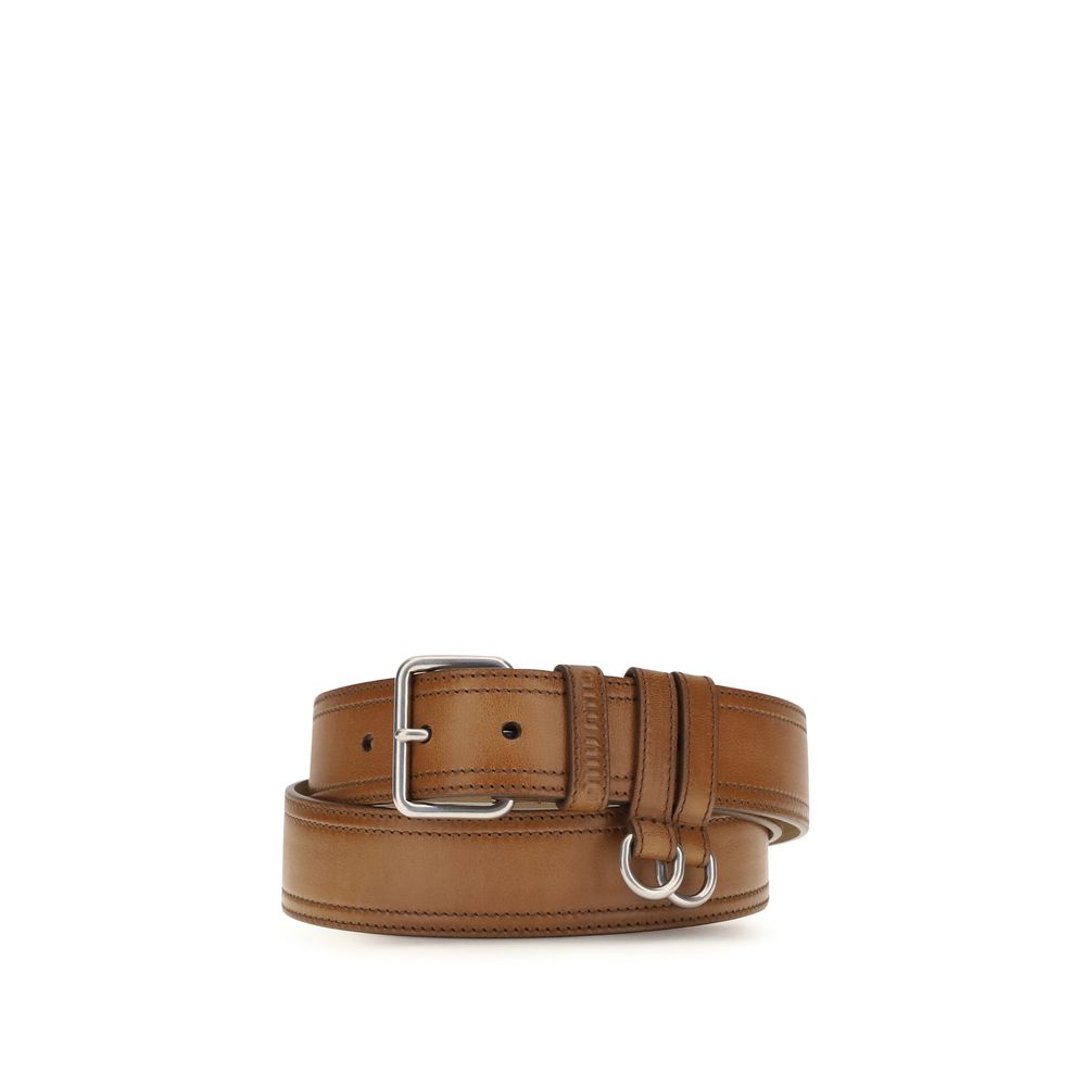 Indulge in the exquisite Miu Miu Brown Calf Leather Bos Taurus Regular Belt, a masterpiece of craftsmanship from the AW26 collection, embodying timeless elegance and refined sophistication.